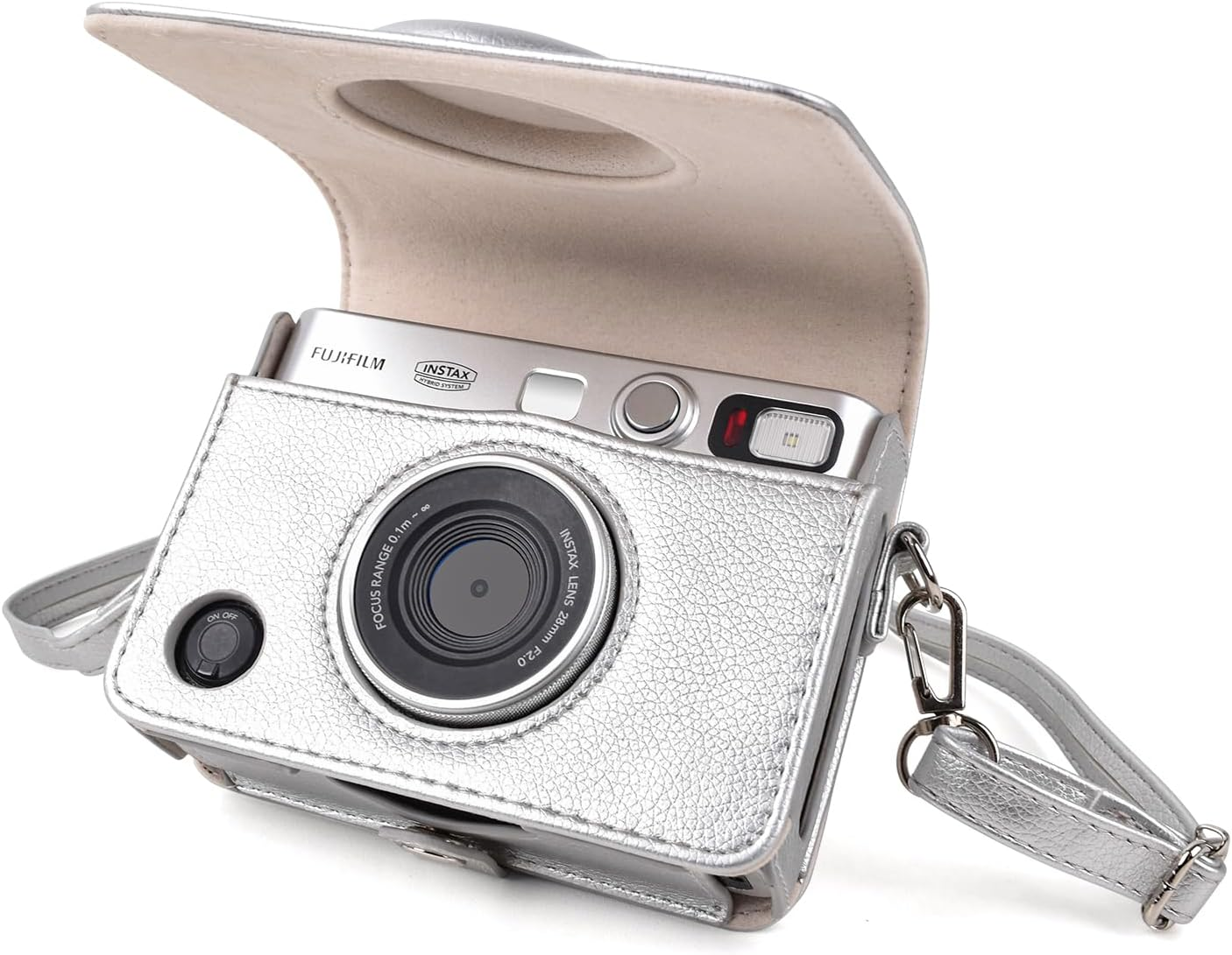 Rieibi Mini EVO Case - Vintage PU Leather Protective Case for Fuji Instax Mini EVO Instant Camera - Removable Case with Adjustable Shoulder Strap Battery Charging Port - Black