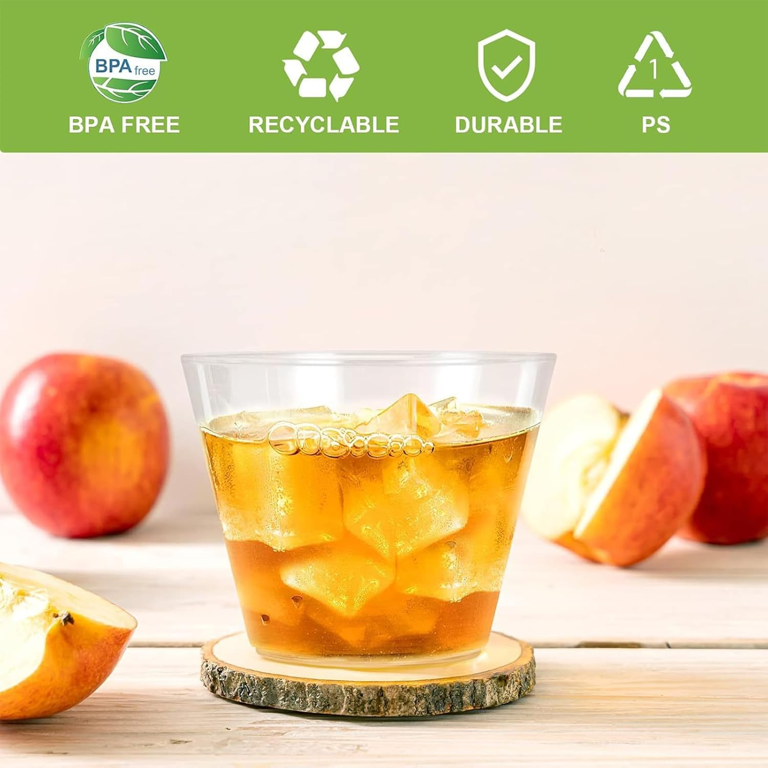 100 PCS Champagne Gold Cups, 9 Oz Elegant Reuse Wine Glasses Cups image number 4