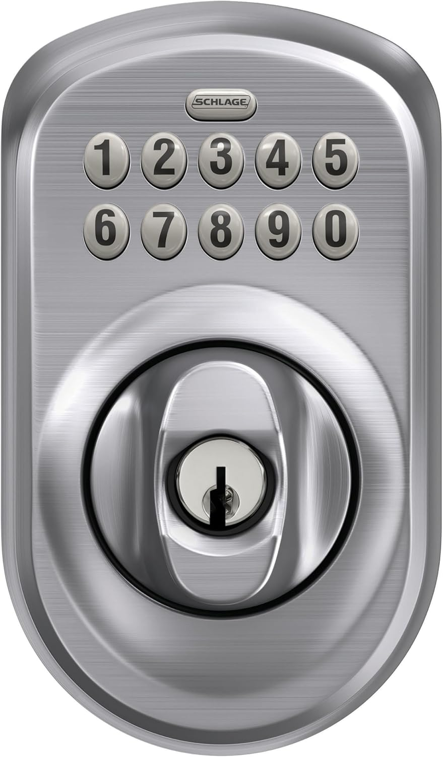 Schlage BE365 Plymouth Keypad Deadbolt, Satin Chrome - Satin Chrome, Camelot Keypad image number 4