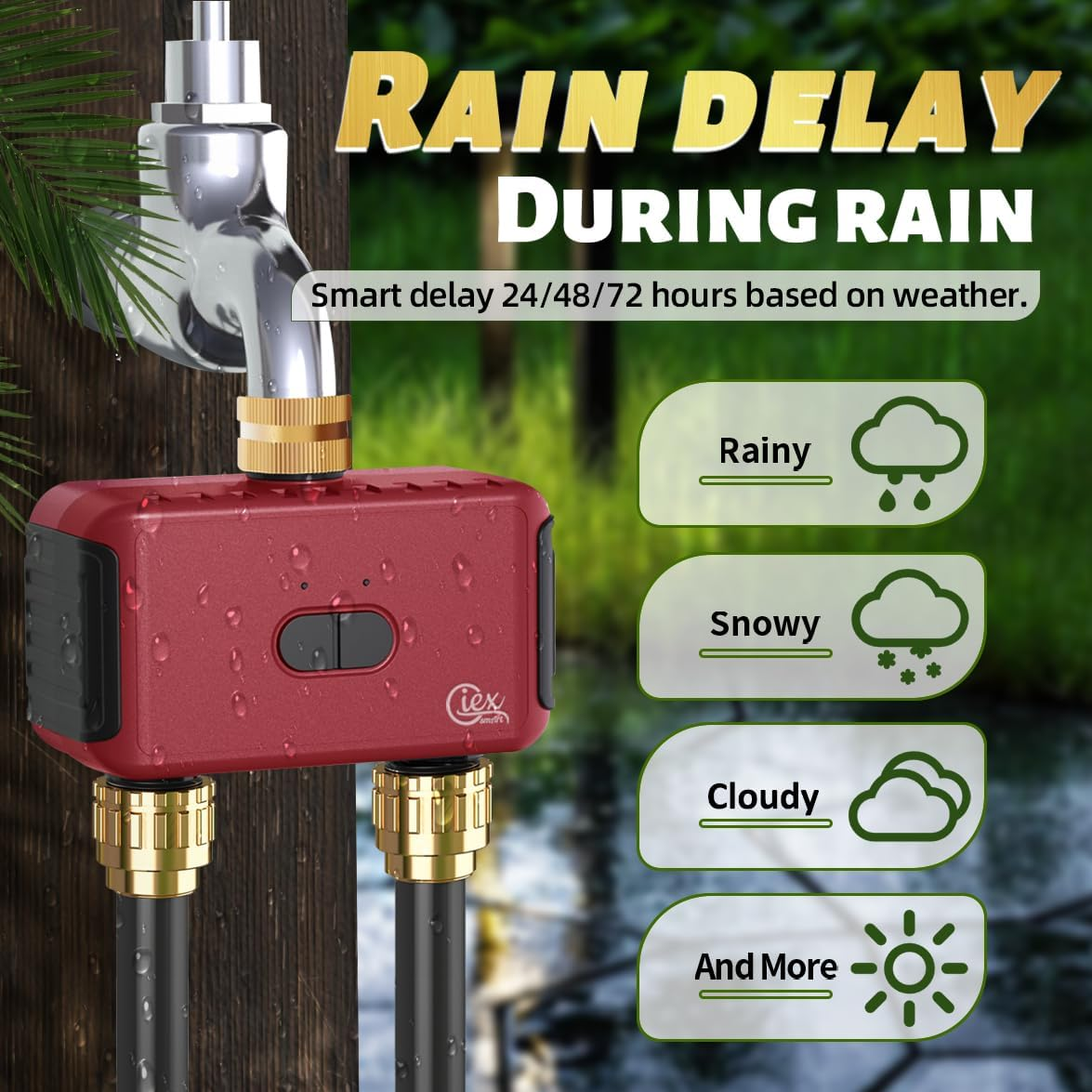 GIEX Wifi 2-Zone Sprinkler Timer GX-03, Smart Garden Irrigation Controller for Hose Faucet, Works with Tuya and Smart Life App, Automatic Watering System