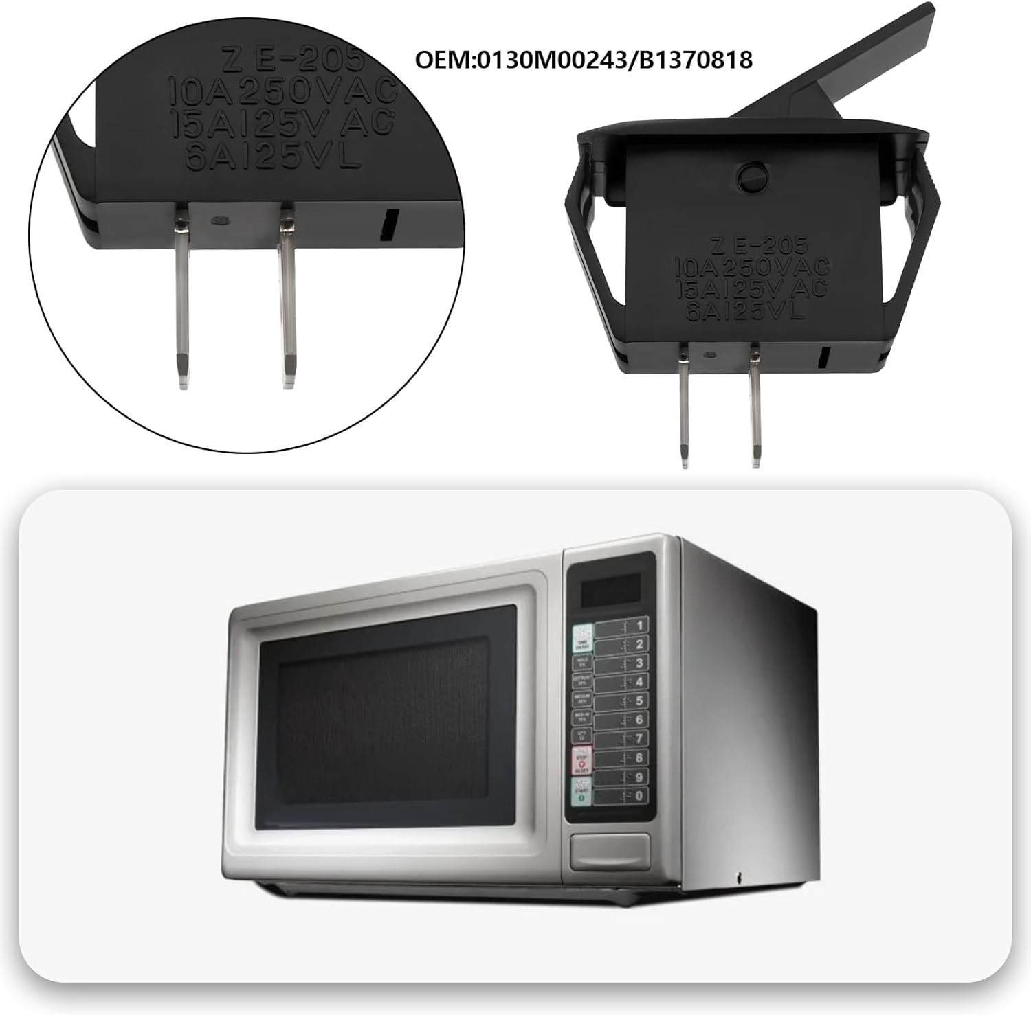 Emagtech 2Pcs 2Pin 250VAC Furnace Interlock Door Switch 0130M00243 B1370818 Compatible with Goodman Compatible with Amana image number 5