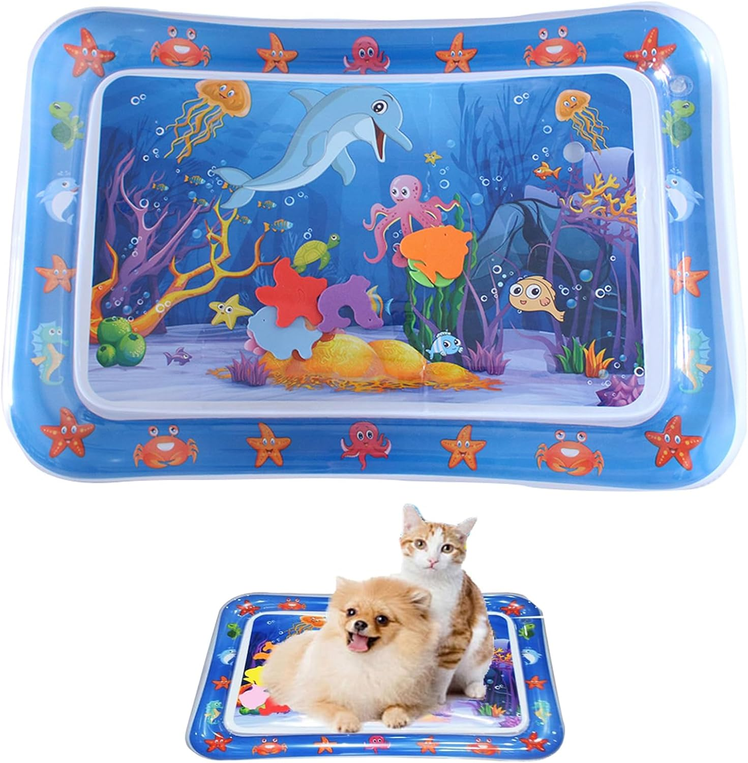 CHENRI Sensor Water Playmat, Sensory Water Play Mat for Cats, Water Mat Sensory Toy, Summer Water Play Mat, Interactive Cat Toy, Water Mat for Cats, Dogs (G) image number 3