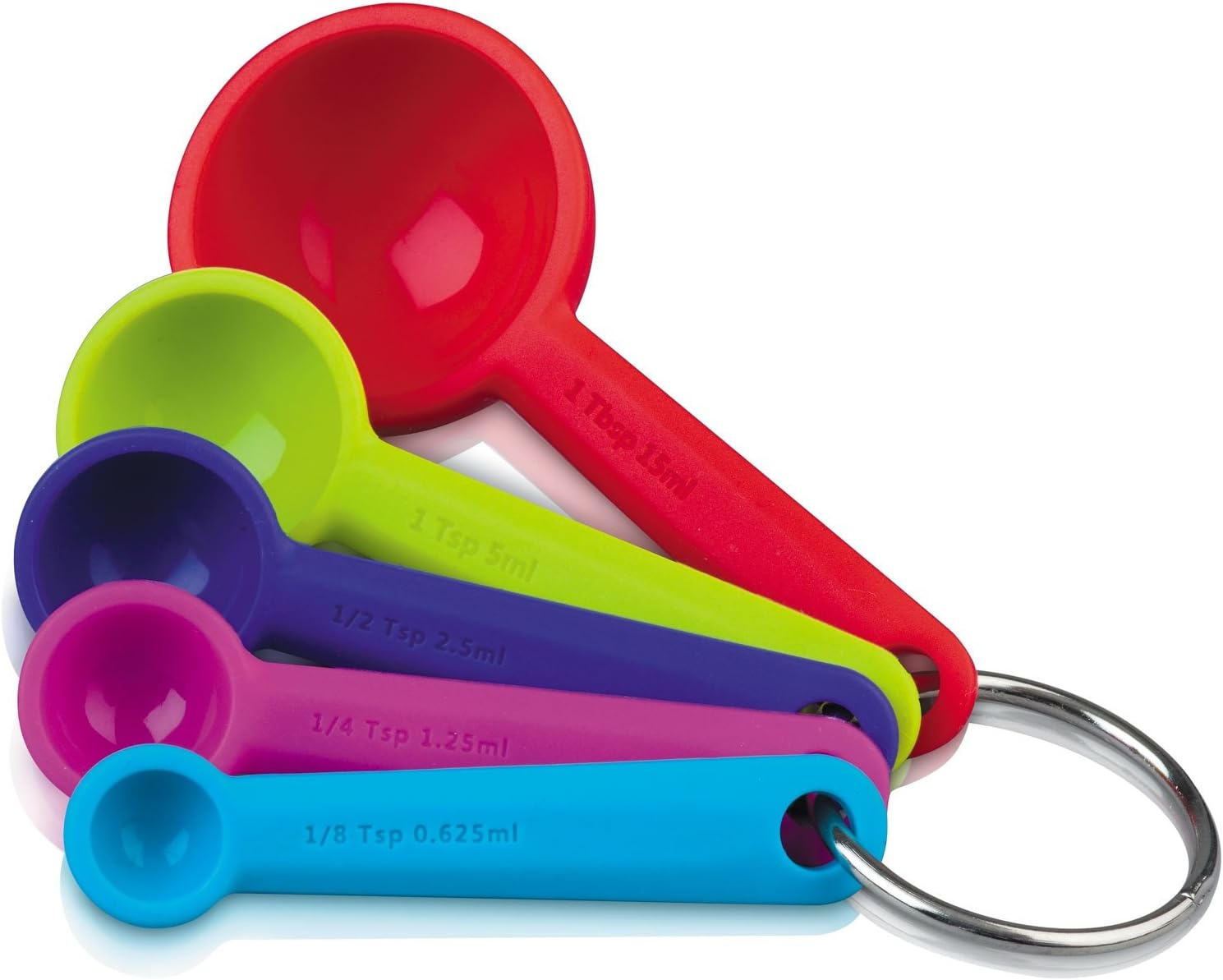 Zeal Silicone Measuring Spoons Set &ndash; 5 Piece BPA Free Measuring Spoon Set for Dry & Liquid Ingredients &ndash; Engraved Us/Metric Markings &ndash; Dishwasher Safe, Durable & Colorful Kitchen Tool - Multicolored