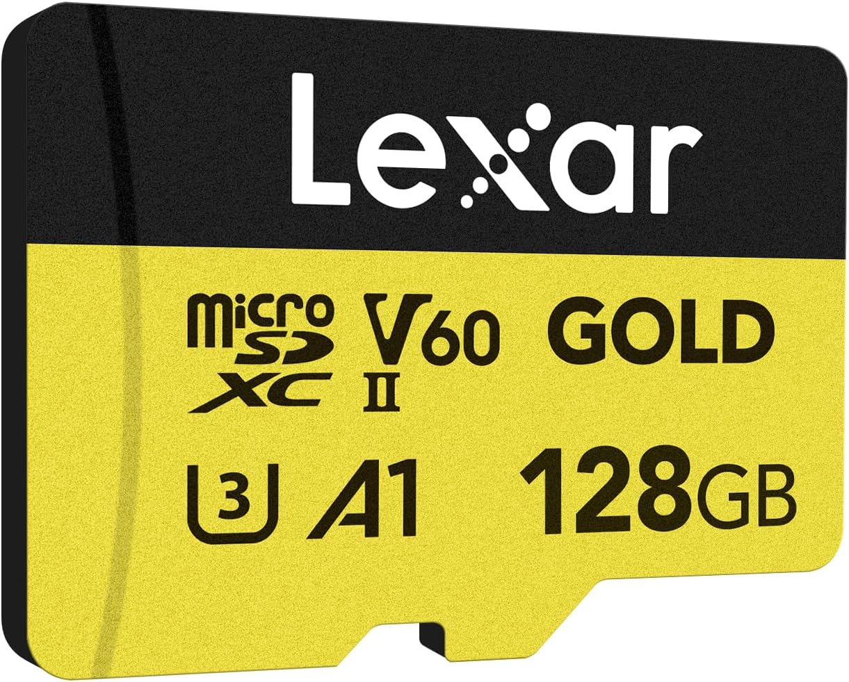 Lexar 128GB Professional Gold Micro SD Card, UHS-II, C10, U3, V60, A1, Full HD, 4K, up to 280/100 Mb/S Microsdxc Memory Card, for Drones, Action Cameras, Portable Gaming Devices (LMSGOLD128G-BNNNG) image number 2