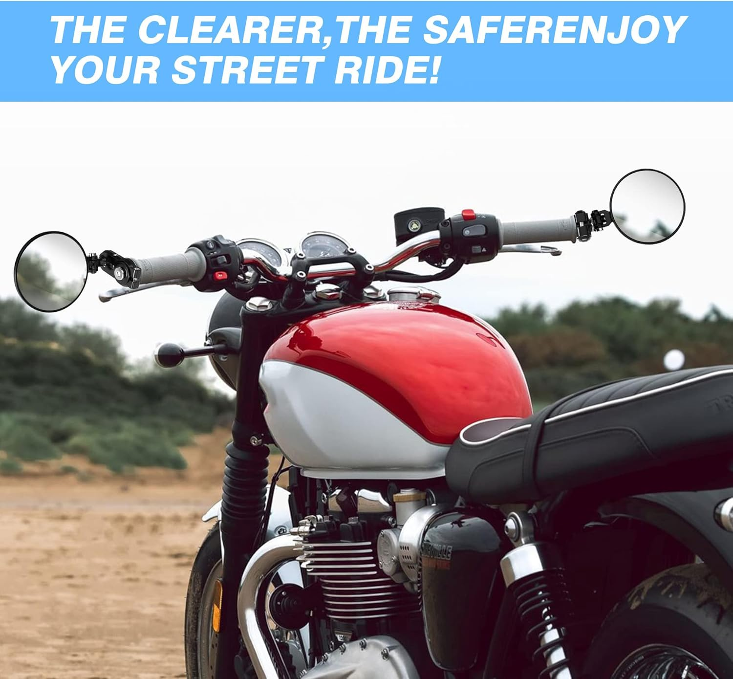 Universal Motorcycle Mirrors - 3 Inch round Folding Bar End Side Mirror Compatible with Honda Scooter Suzuki Yamaha Kawasaki Victory and More image number 3