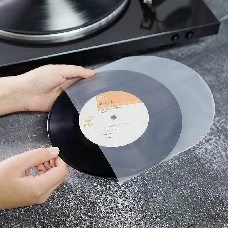 50 Pack 12 Inch Vinyl Record Inner Sleeves &ndash; Anti-Static round Bottom Plastic Sleeves for EP/LP Records, Semi-Transparent Protective Inner Sleeve Covers, Secure Storage Solution image number 5