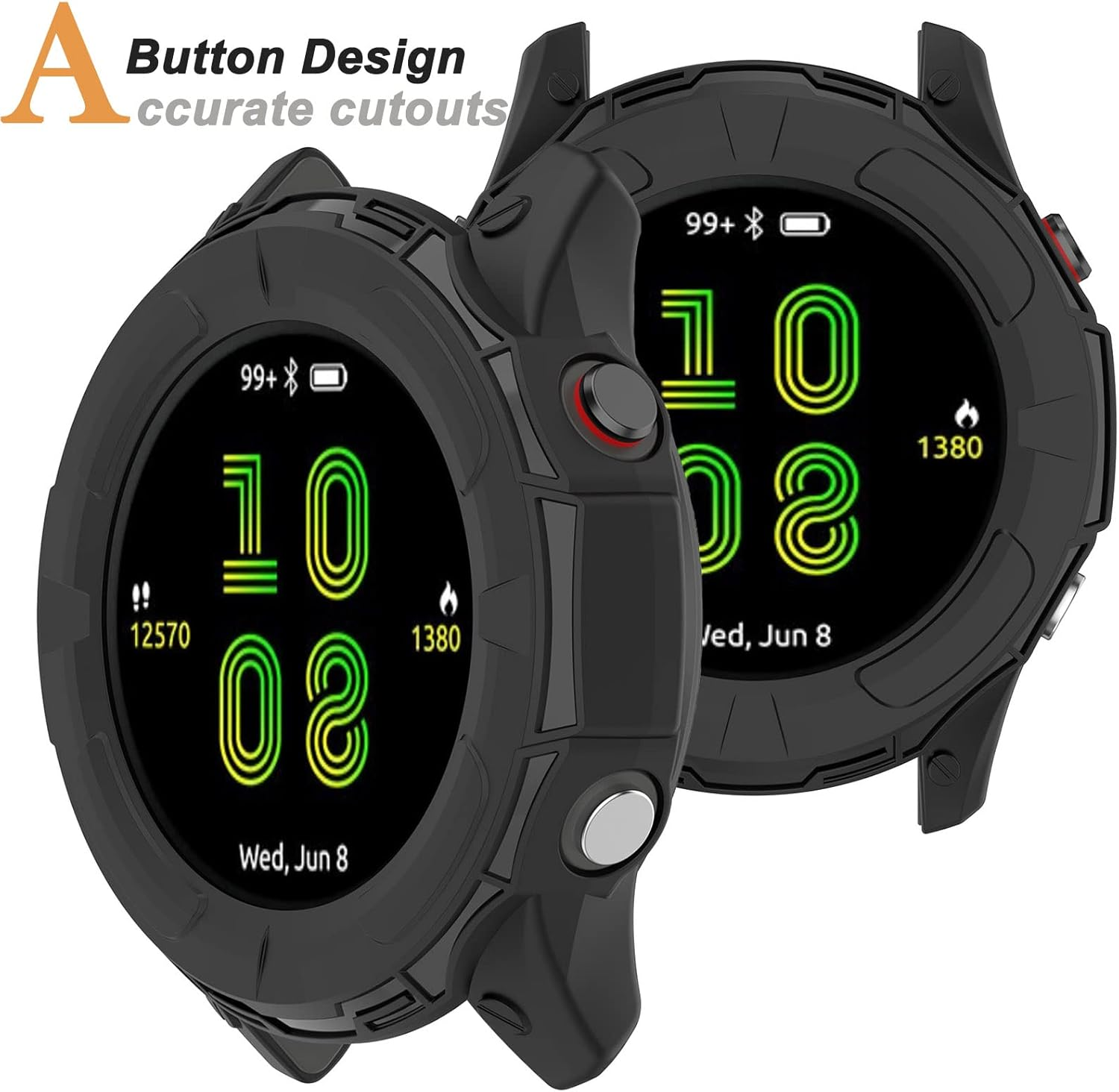 Miimall Compatible for Garmin Forerunner 955 Case, Scratch-Resistance TPU Military Protection Cover Case for Garmin Forerunner 955/955 Solar (Black) image number 4