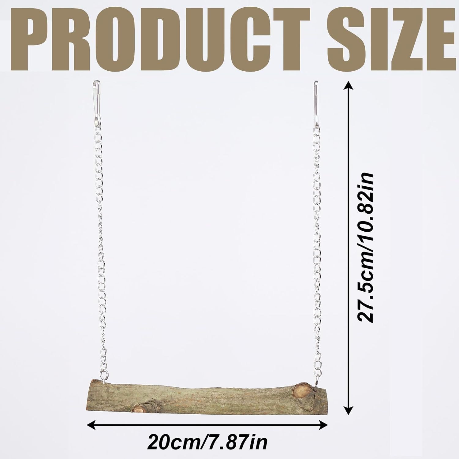 Lexziuo 1PCS Natural Wood Bird Cage Swing - Safe Chewing Perch Toy for Parakeets, Parrots & Cockatiels, Fun Training Stand with Wooden Beads for Budgies & Small Birds Interactive Play image number 6