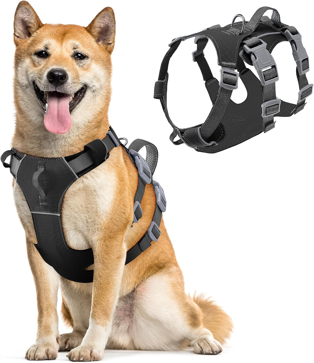 Slowton No Pull Dog Harness - Lightweight Escape Proof Dog Harness with Padded Lift Handle, Adjustable Full Body Reflective Dog Vest Harness for Small Medium Large Dogs Easy Walking, Training, Hiking