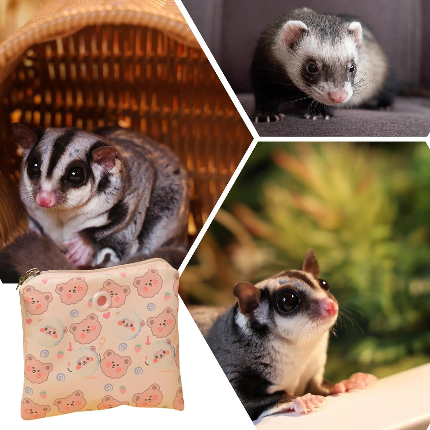 Sugar Glider Carrier,Small Animal Outgoing Sleeping Bag - Breathable Pet Carry Accessories for Squirrel Hedgehog Hamster Small Animal image number 1