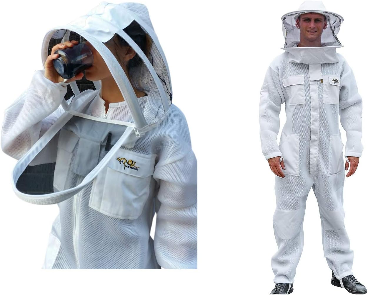 Beekeeping Suit Aerated Light Weight with 2 Hoods Fencing & round Brim Hat (3XL) image number 5