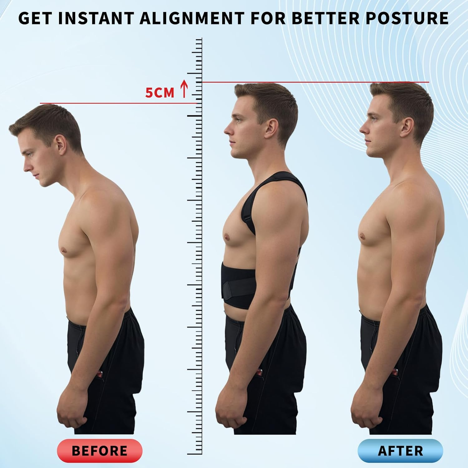 Posture Corrector, Adjustable Back Brace Posture Corrector, Shoulder Support - Breathable & Lightweight with Dual Aluminum Stays - Upper & Lower Back Pain Relief for Men and Women(Black, S) image number 5