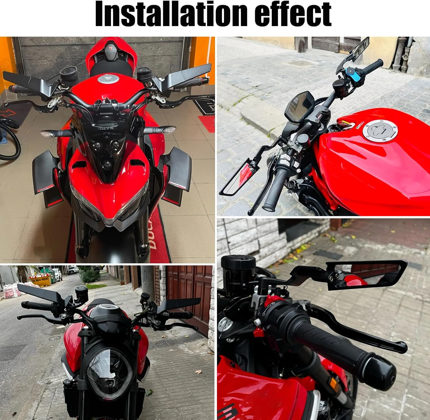 Motorcycle Mirrors Stealth Wind Wing Side Rearview Mirrors Compatible with Ducati Monster 937 Monster 950 SP 1200 Streetfighter V4 S V2 Hypermotard 950 698 1100 Multistrada 1200 V2 V4 image number 2