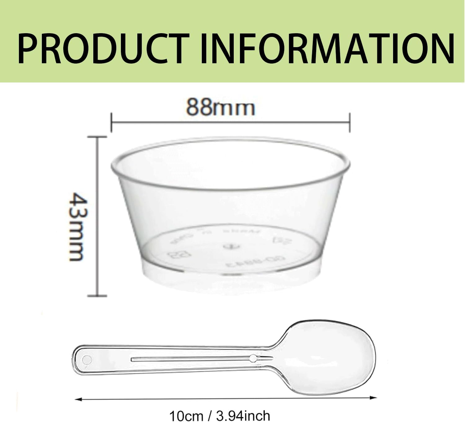 50 Mini Dessert Bowls with Spoons, 140Ml Circular Reusable Dessert Bowl, Transparent Plastic Dessert Bowl, for Parties, Birthdays, Puddings, Yogurt and Ice Cream. image number 4