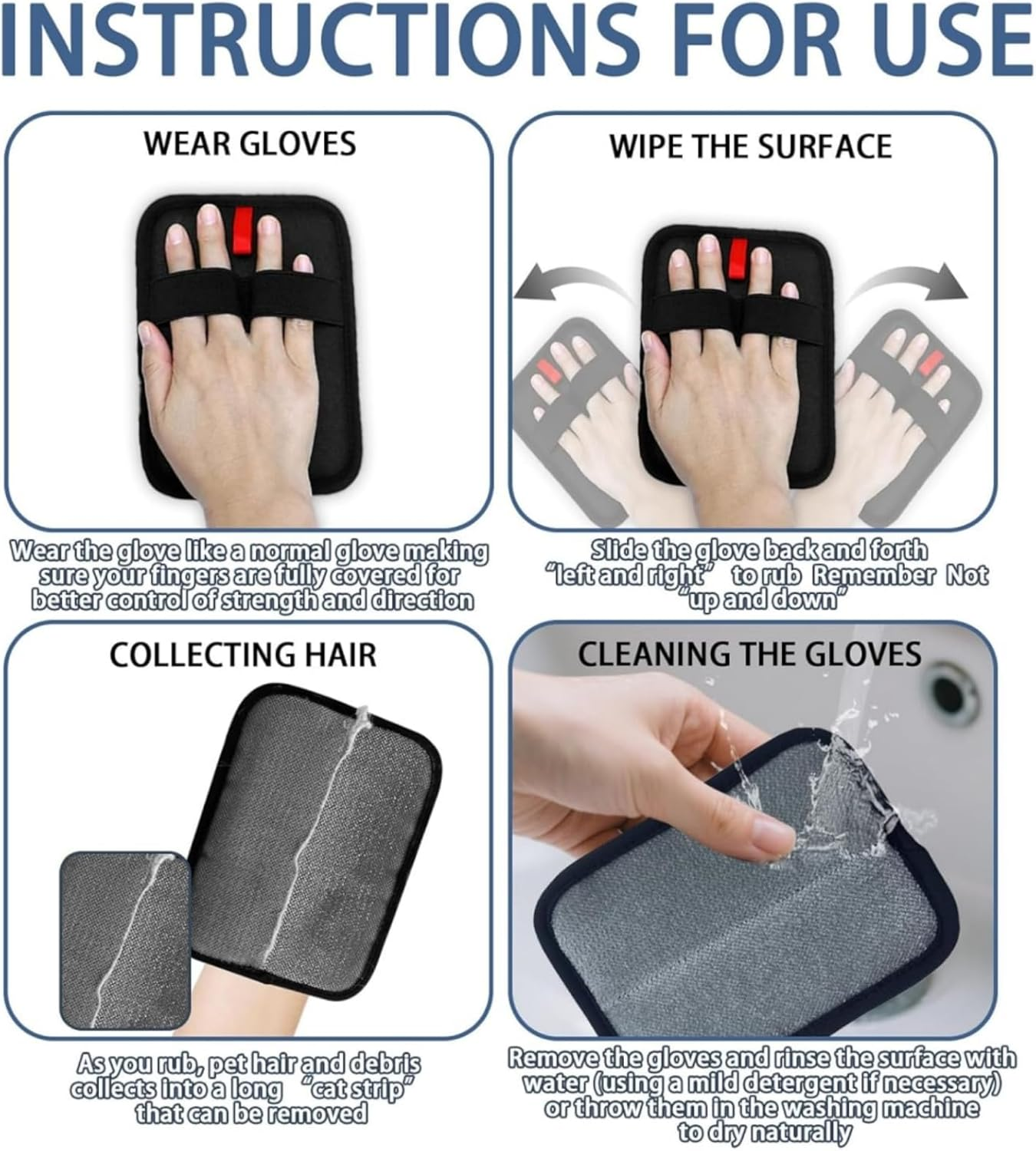 Suytvenxau Pet Hair Remover, Electrostatic Pet Hair Removal Gloves, Reusable Dog Hair Remover Glove for Furniture Carpet Couch Use, Cat Hair Remover Mitt with Adjustable Fit, 1 PCS image number 1