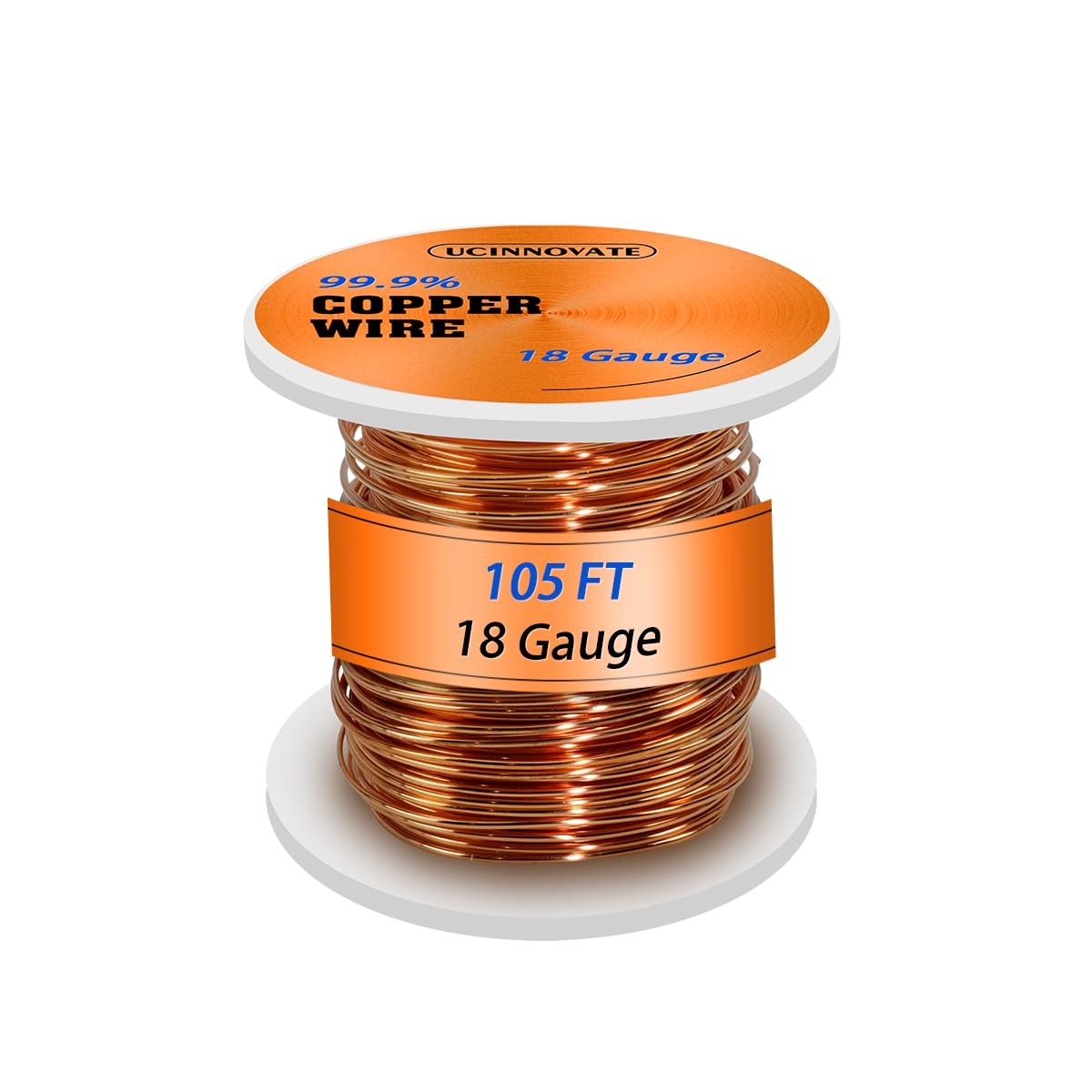 UCINNOVATE 18 Gauge Pure Copper Wire, 18 AWG 99.9% Bare Copper Wire 105FT / 32M 1/2 BL Spool, Solid Soft Copper Wire for Jewelry Making Craftwire, Cooper Wire Coil for Electroculture Gardening Antena image number 4