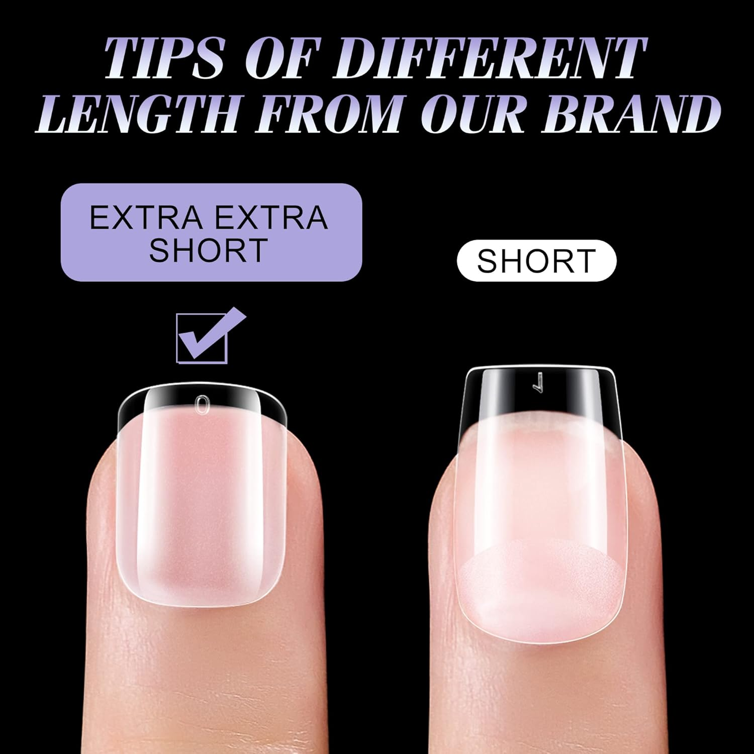 Gelike EC Extra Short Soft Gel Nail Tips Kit for Soak off Nail Extensions, Full Cover, Square Shaped, Pre-Buff PMMA Resin, Clear Ultra-Thin Design, 12 Sizes, 240 Pieces - 240-S-Almond image number 4