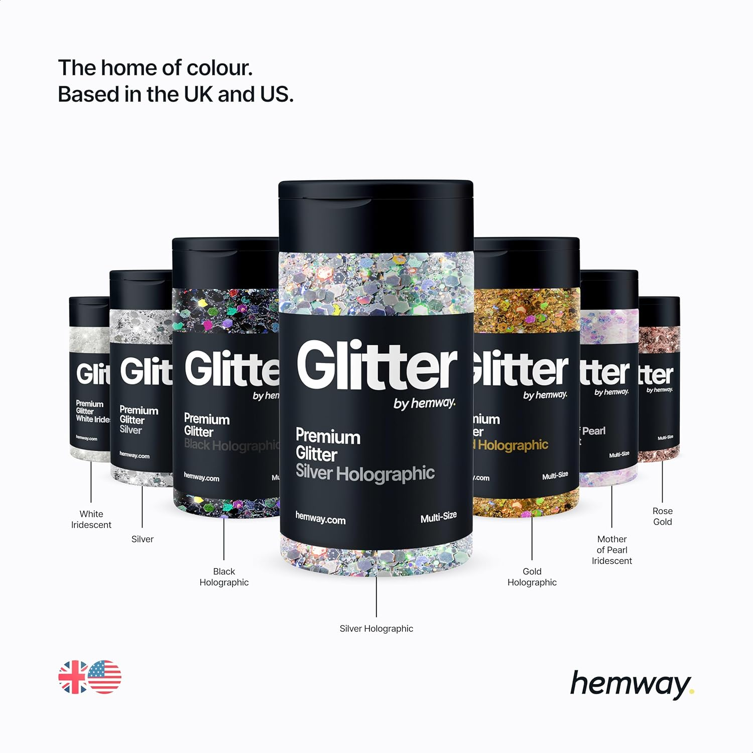 Hemway Black Holographic 5 Size Glitter Mix 120G/4.2Oz Fine Chunky Metallic Resin Craft Multi-Size Glitter Flake Sequin Shaker for Epoxy, Hair Face Body Eye Nail Art Festival, DIY Party Decorations - Black Holographic image number 1