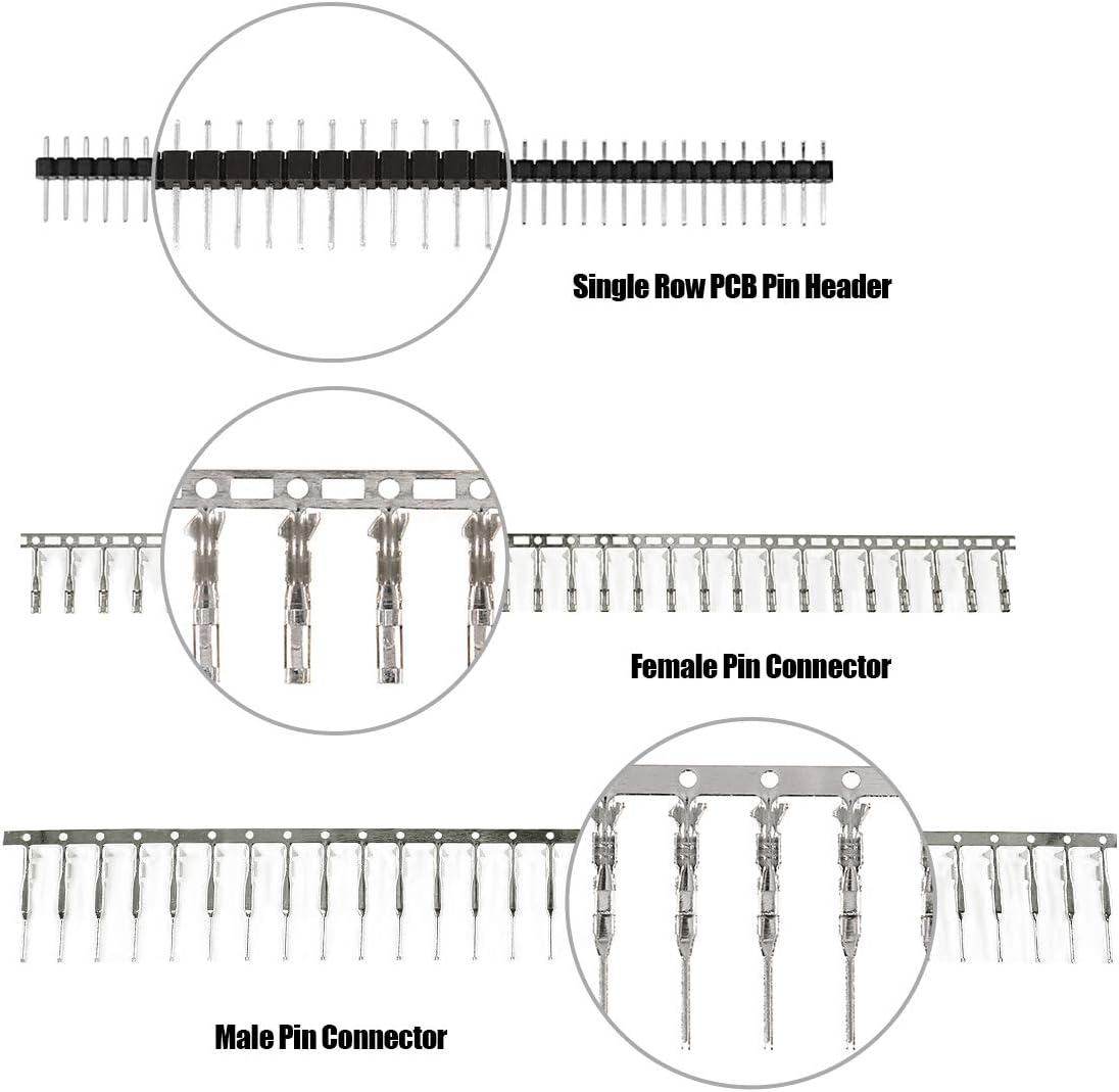 Glarks 486Pcs Wire Crimper Plier with Connector Set, SN-28B Ratchet Crimping Tool with 485Pcs 2.54Mm 1 2 3 4 5 6 7 Pin Housing Connector Male Female Pin Header Crimp Connector for AWG28-18 Dupont Pins image number 2