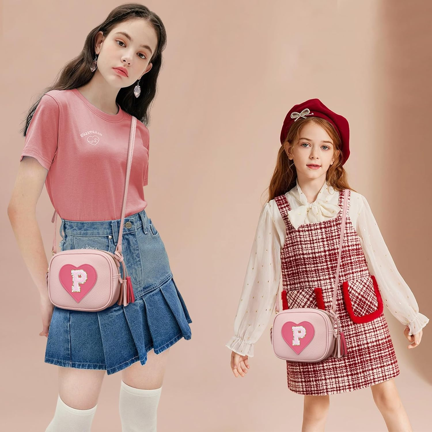 KKXIU Kids Purse Toddler Gifts for Girls and Women Vegan Leather Crossbody Bag with Tassel