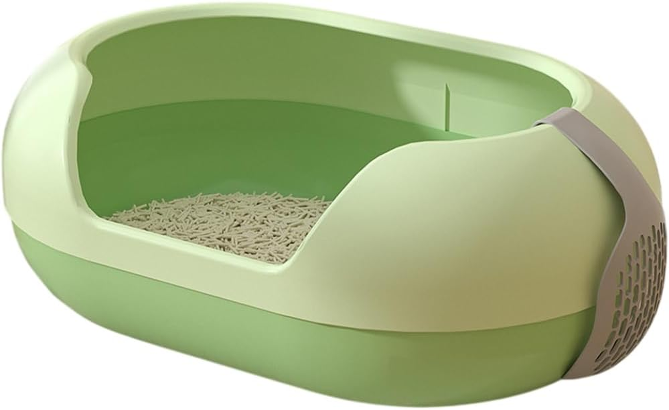 AIMALL Large Semi Closed Cat Litter Box Covered Litter Pan for Cats Easy Clean Design