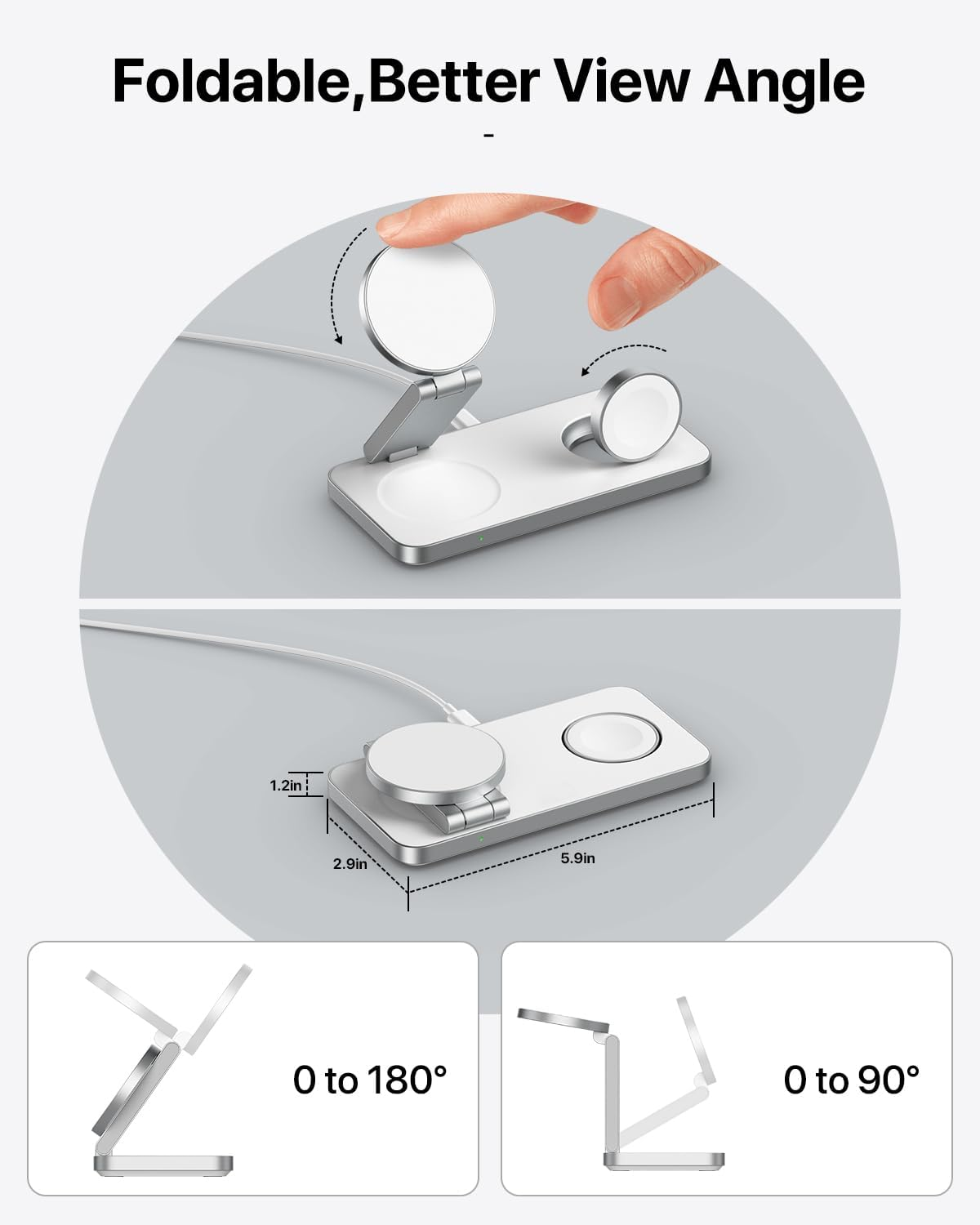 EXW 3 in 1 Wireless Charging Station for Apple, Wireless Charger Stand for Magsafe Fast Charger for Iphone 17-12, Magnetic Charger for Apple Watch and Airpods (White) image number 1