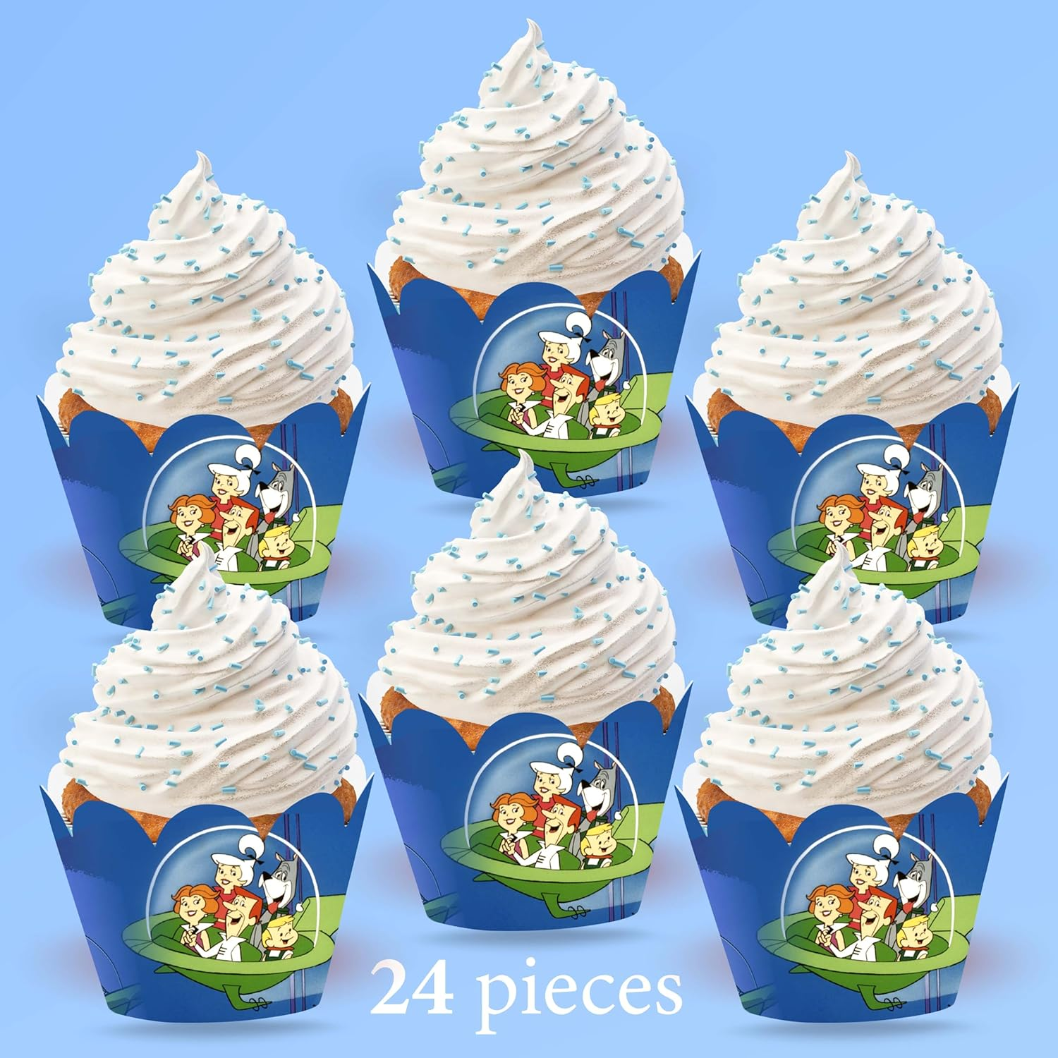 Gerge Jetsn Cupcake Wrapper &ndash; Retro-Futuristic Dessert Wrap for Themed Parties, Perfect for Fans of Sci-Fi Adventures and Bold, High-Flying Celebration Styles image number 2
