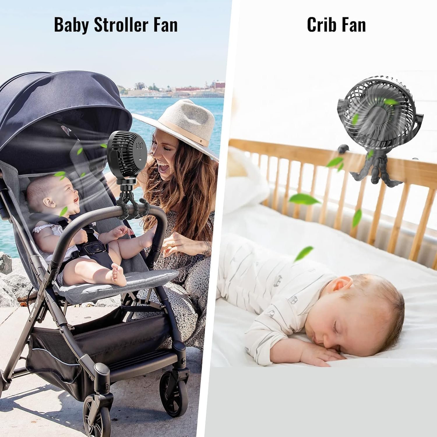 Portable Stroller Fan, 3 Speed 360&deg;Rotate Mini Portable Fan, Rechargeable Battery Powered Fan, Handheld Fan with Flexible Tripod, Mini Personal Fan for Car Seat Crib Treadmill Travel image number 5