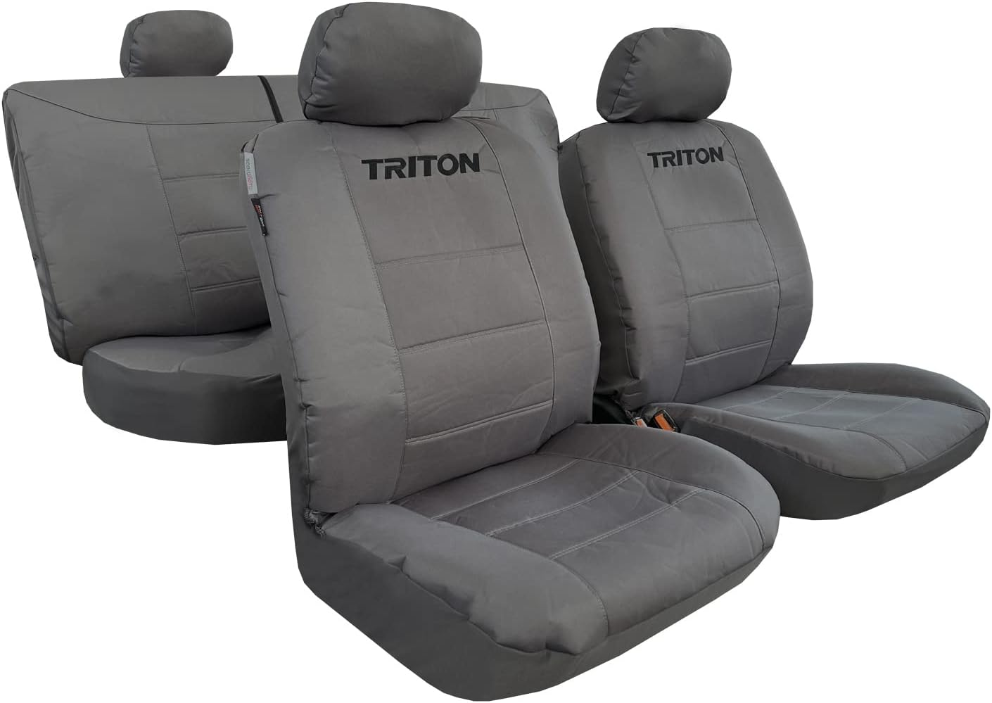 Heavy Duty Canvas Seat Covers for Mitsubishi Triton Dual Cab 2006-2022, Black Waterproof Auto Car Protectors Universal Fit Airbag Compatible