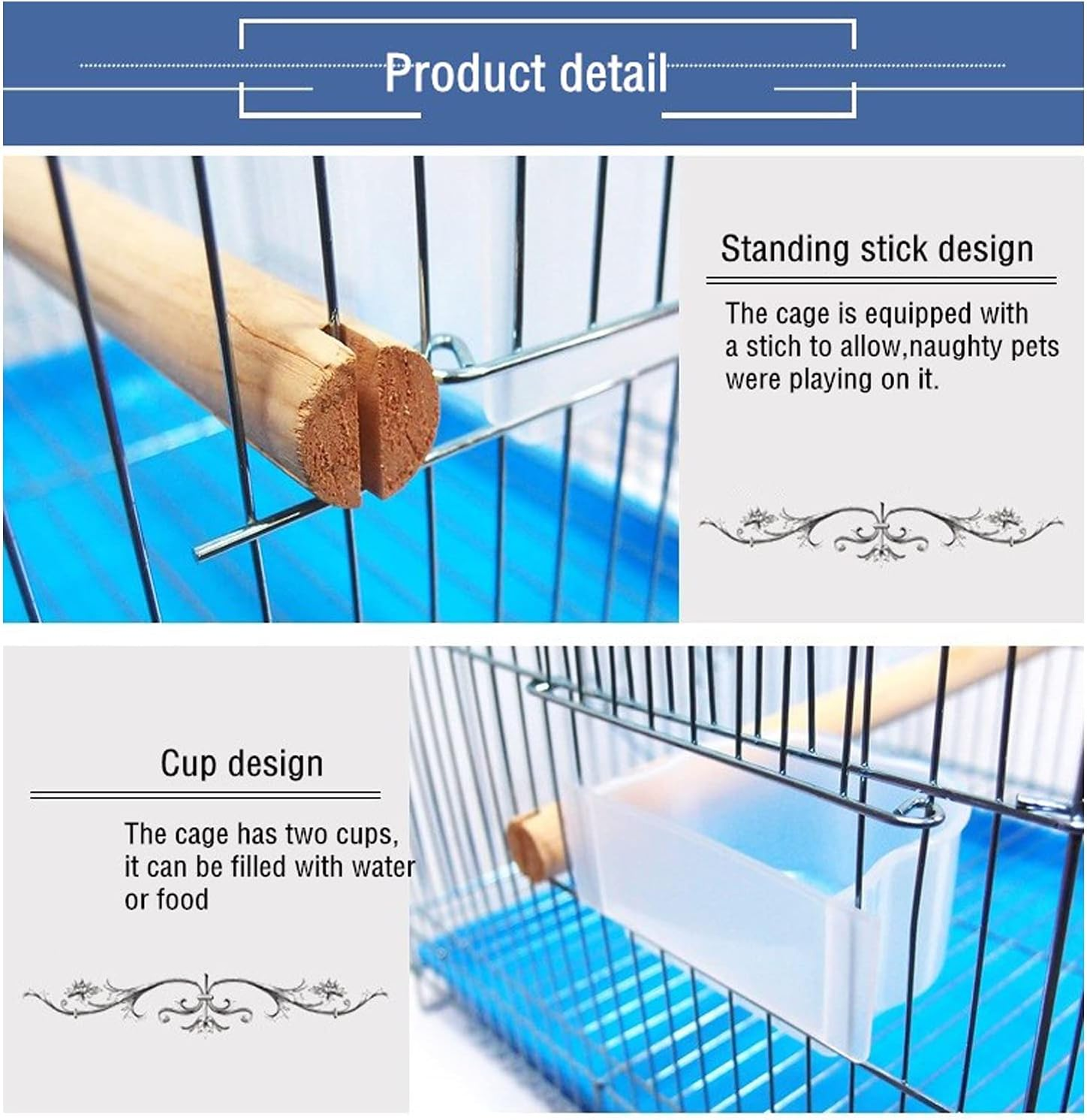 SUNESA Bird Cage Multifunctional Flight Cage Stainless Steel Bird Cage with Tray for Pigeon Parrot Mynah Birdcage Flight Cage image number 3