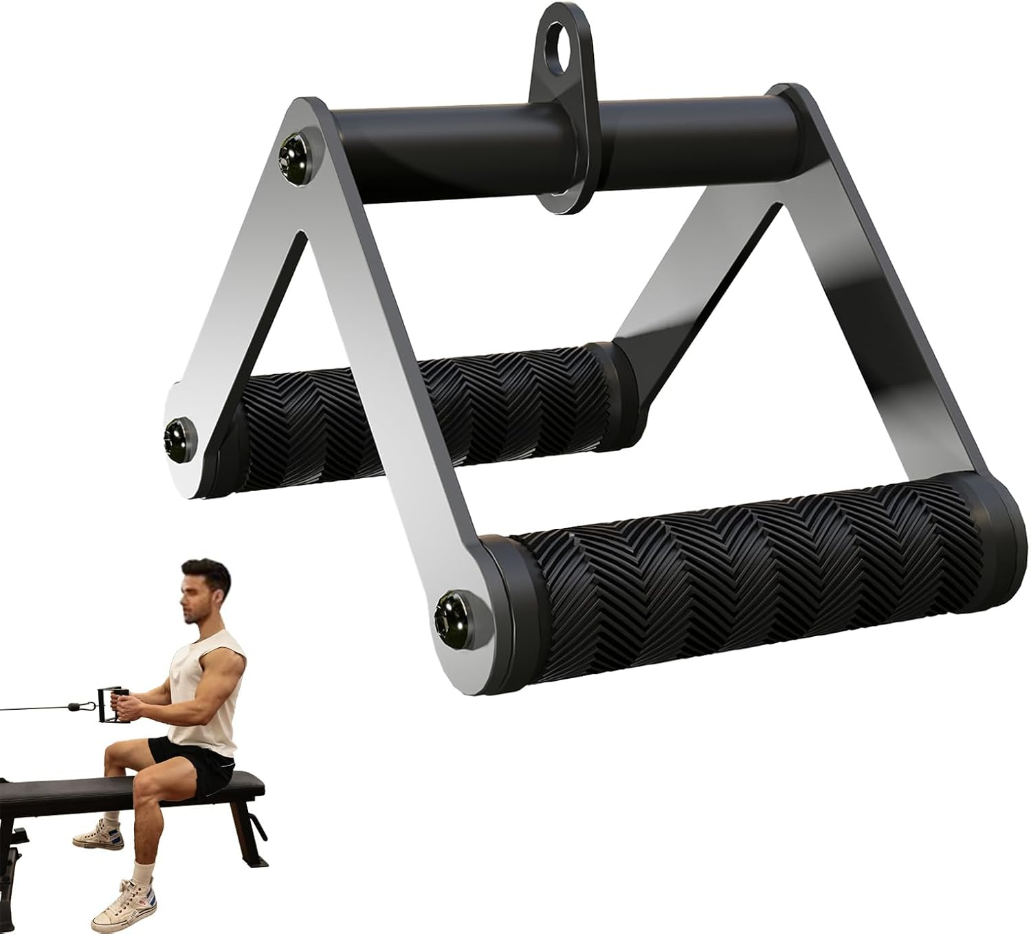 Fitarc Double D Row Handle,Lat Pull down Handle,Lat Pulldown Attachments,Close Grip Cable Attachment,T Bar Row Attachments,V Bar Handle to Training Your Back and Arms image number 2