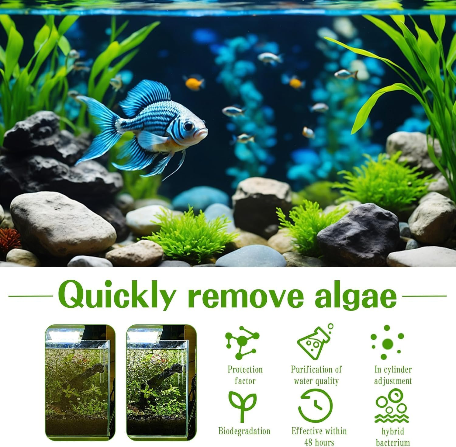 2025 New Portable Aqua Water Purification Tablets, Polymer Water Purification Tablets, Powerful Aquarium Water Purifications Tablet for Fish Tank, Remove All Kinds of Turbidity (2 Bottle) image number 6