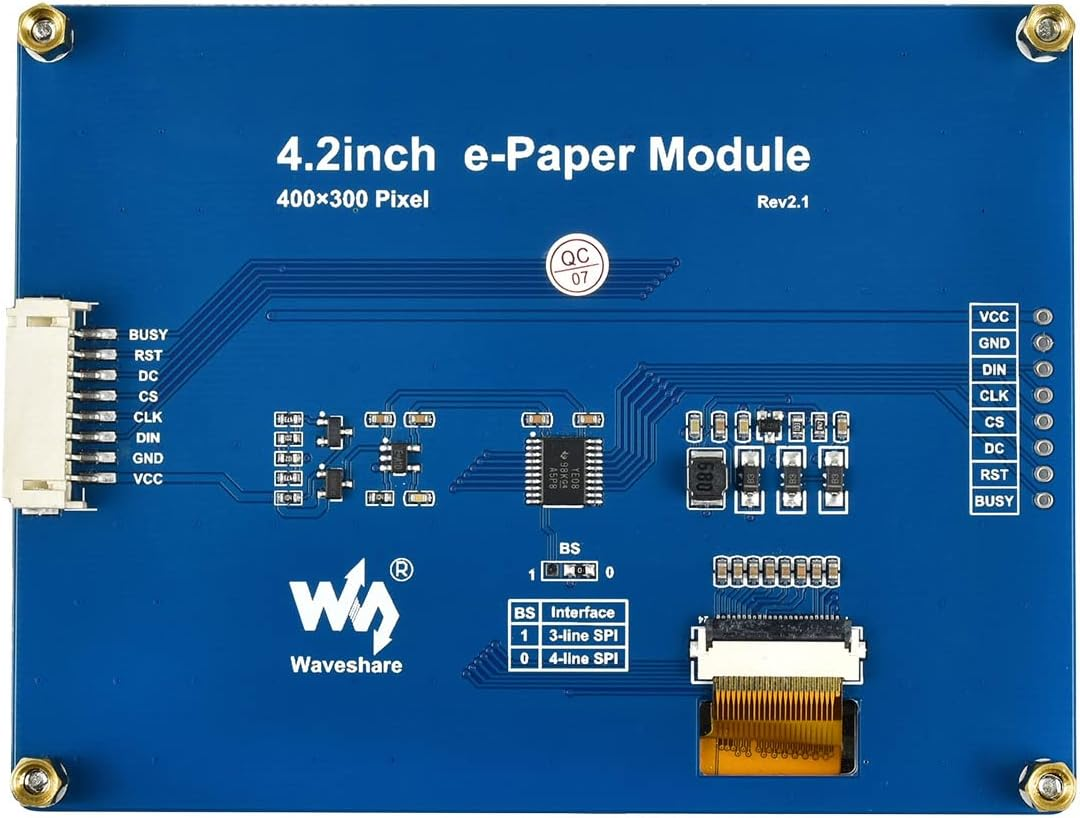 Waveshare 4.2Inch E-Paper Module, Red/Black/White 3Colors Display Module for Raspberry Pi/Jetson Nano/Nucleo Main Control Board，400X300 Resolution