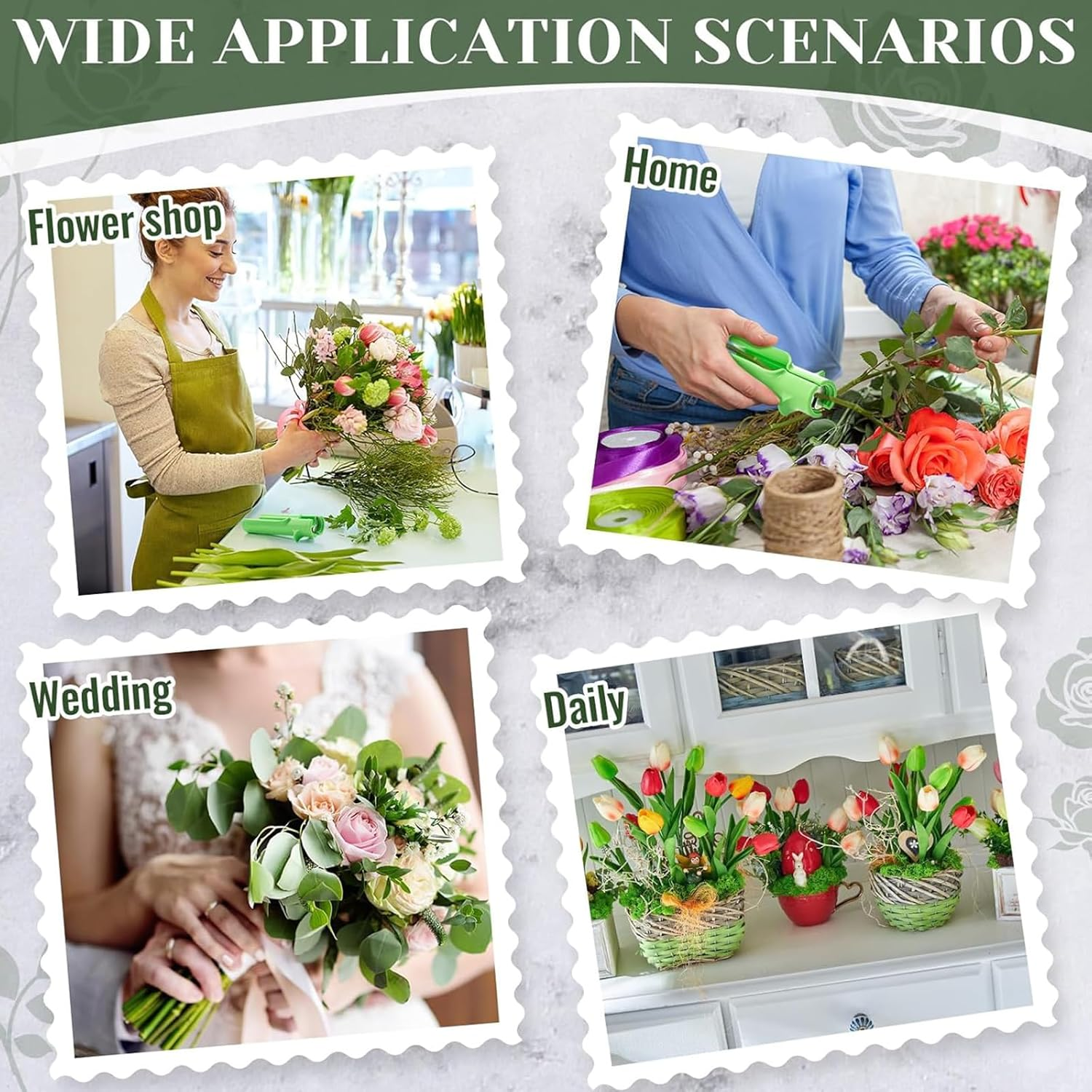 Zalizr Rose Thorn Stripper Tool, Efficient Thorn and Leaf Remover, Flower Cleaner Cutter for Home, Flower Shops, Gardening & Floral Arrangements, Professional Stem Cleaning Tool (Green) image number 2