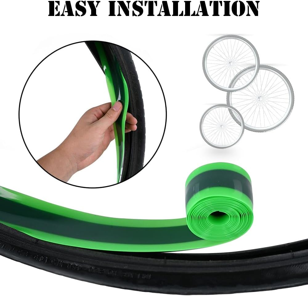 2 Pieces Bike Tyre Liner, Bike Inner Tube Protector, Anti-Puncture Inner Tube Protection Tapes, Bicycle Tube Flat Protector Compatible with 29"/26/700 C (Green)