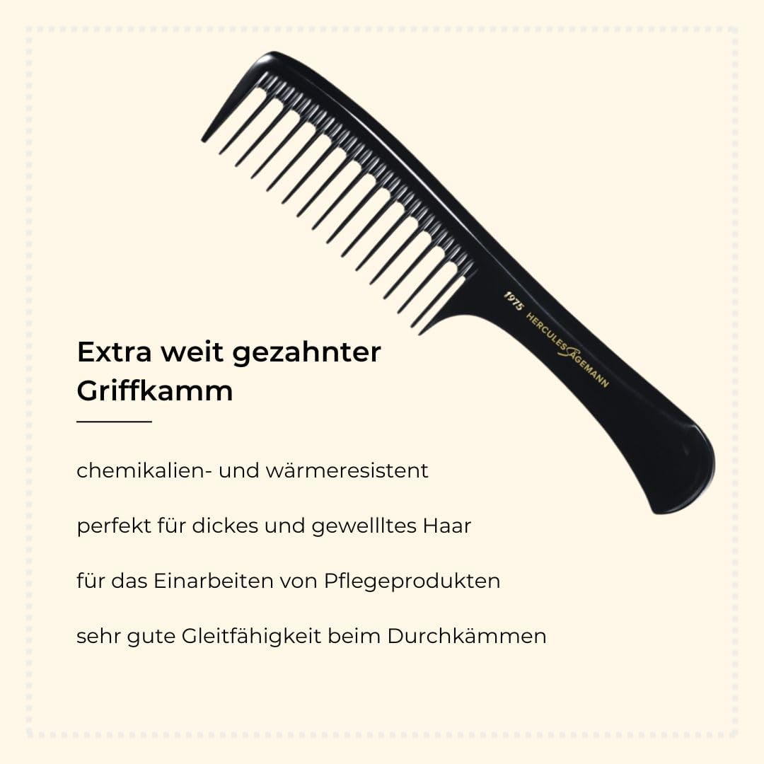 HERCULES S&Auml;GEMANN - 1975 Handle Comb | Extra Long Comb with Handle for Comfortable Combing and Easy Parting | Extra Wide Tooth Width | Size: 9 Inches image number 3