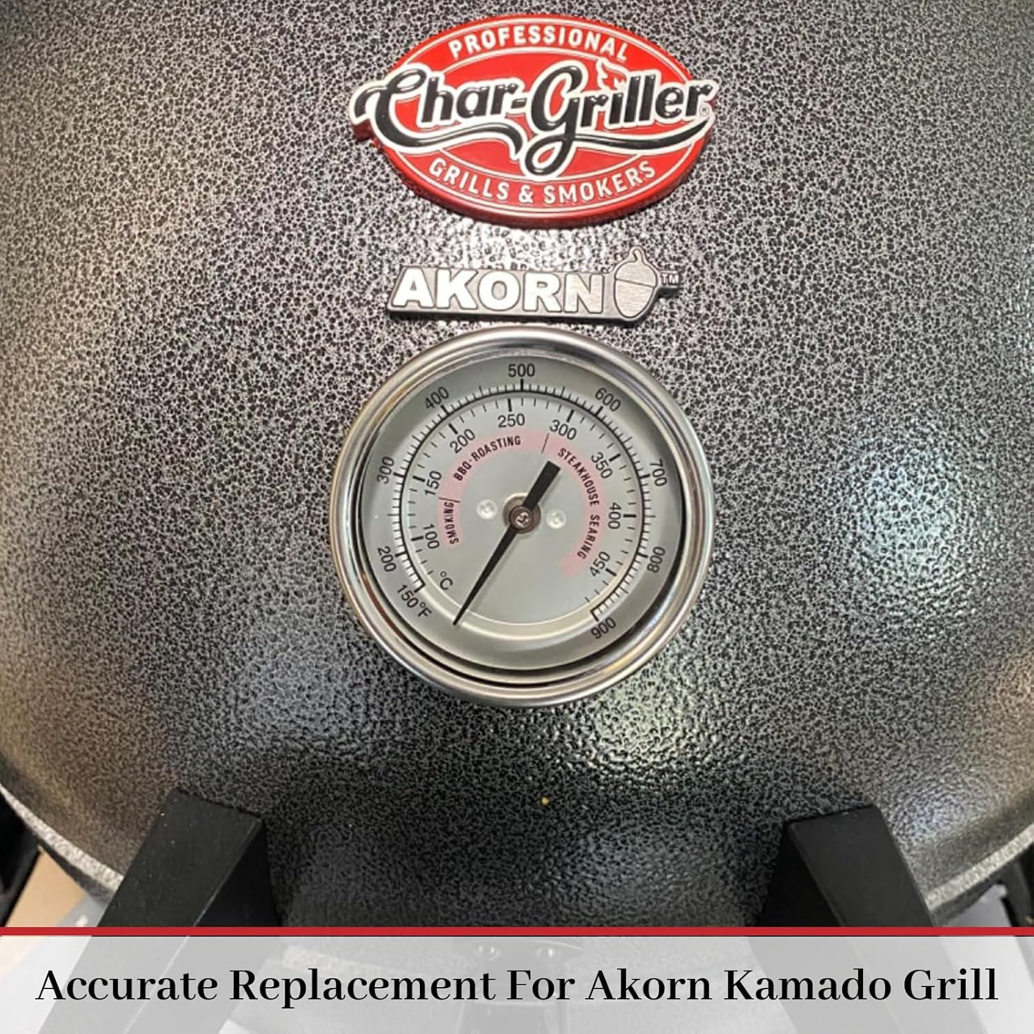 BBQ Temperature Gauge Waterproof Large Face for Kamado Joe Barbecue Charcoal Grill - Stainless Steel 150-900&deg;F Cooking Thermometer for Oven Wood Stove Accessories - Easy Setup image number 2