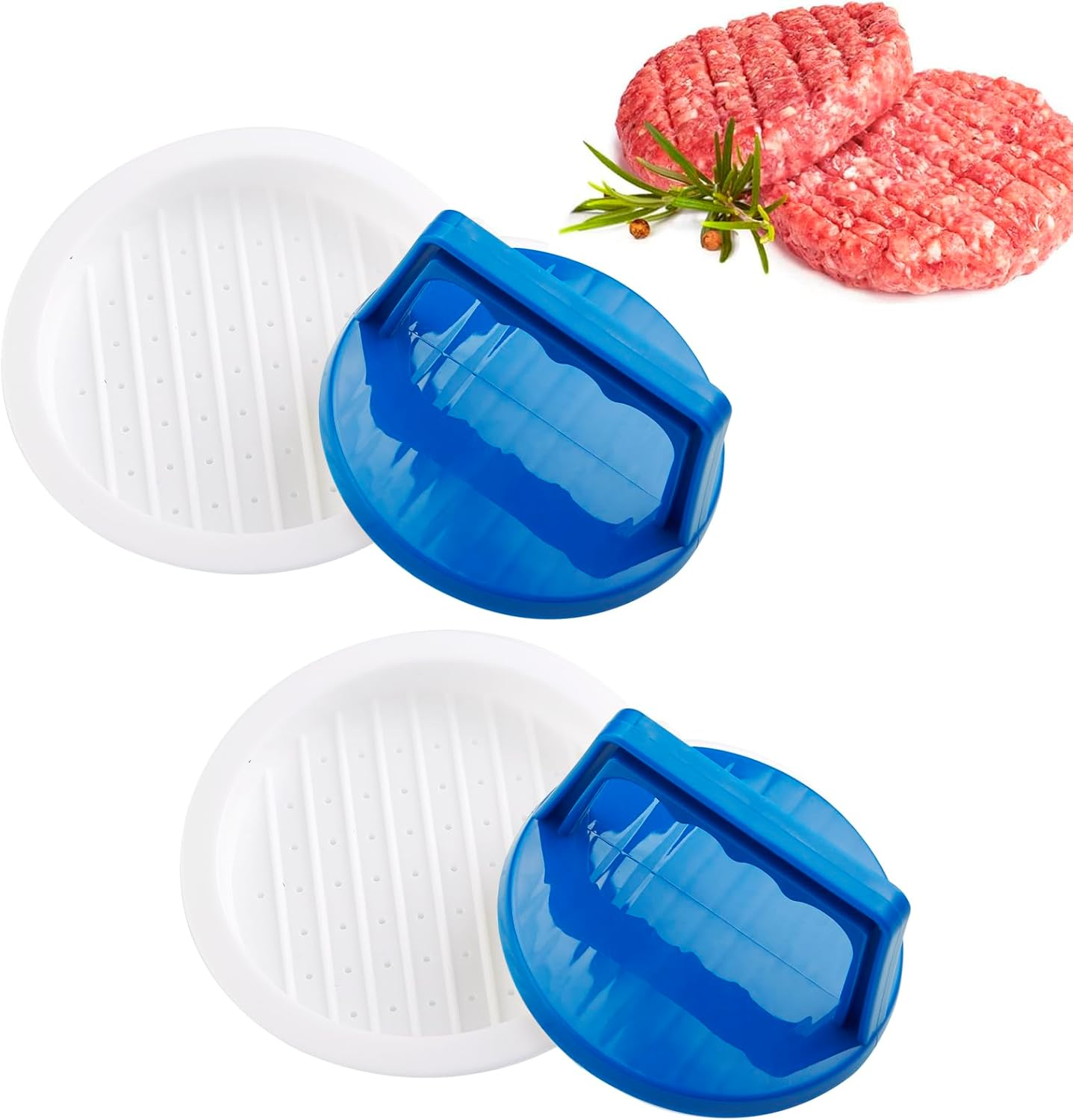 Burger Press Patty Maker, round Non-Stick Stuffed Hamburger Press Accessories Smashed Hamburger Press Patty Burger Meat Sausage Beef Maker Mold Kitchen Gadgets for Grilling (2 Pack, Black)