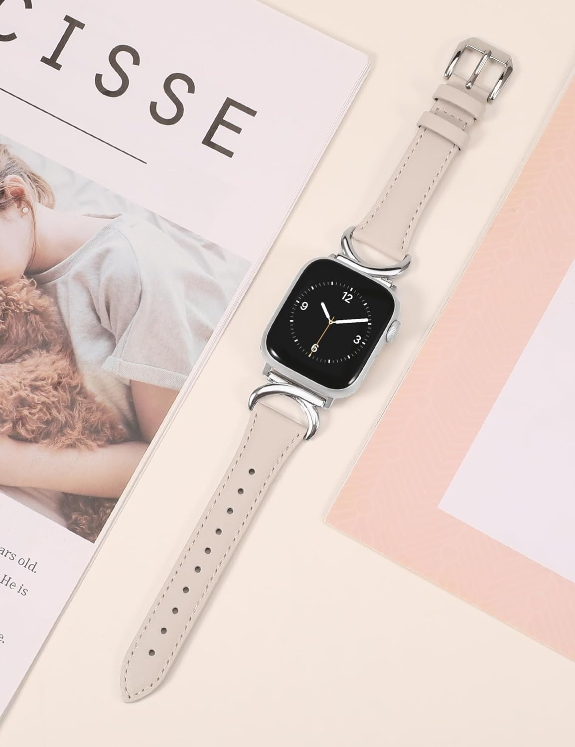 TOYOUTHS Compatible with Apple Watch Band 38/40/41/42/44/45/46/49Mm Women, Dressy C-Shaped Metal Buckle Leather Strap for Iwatch Band Series 11/10/9/8/7/6/5/4 Ultra SE 3/2/1 image number 3