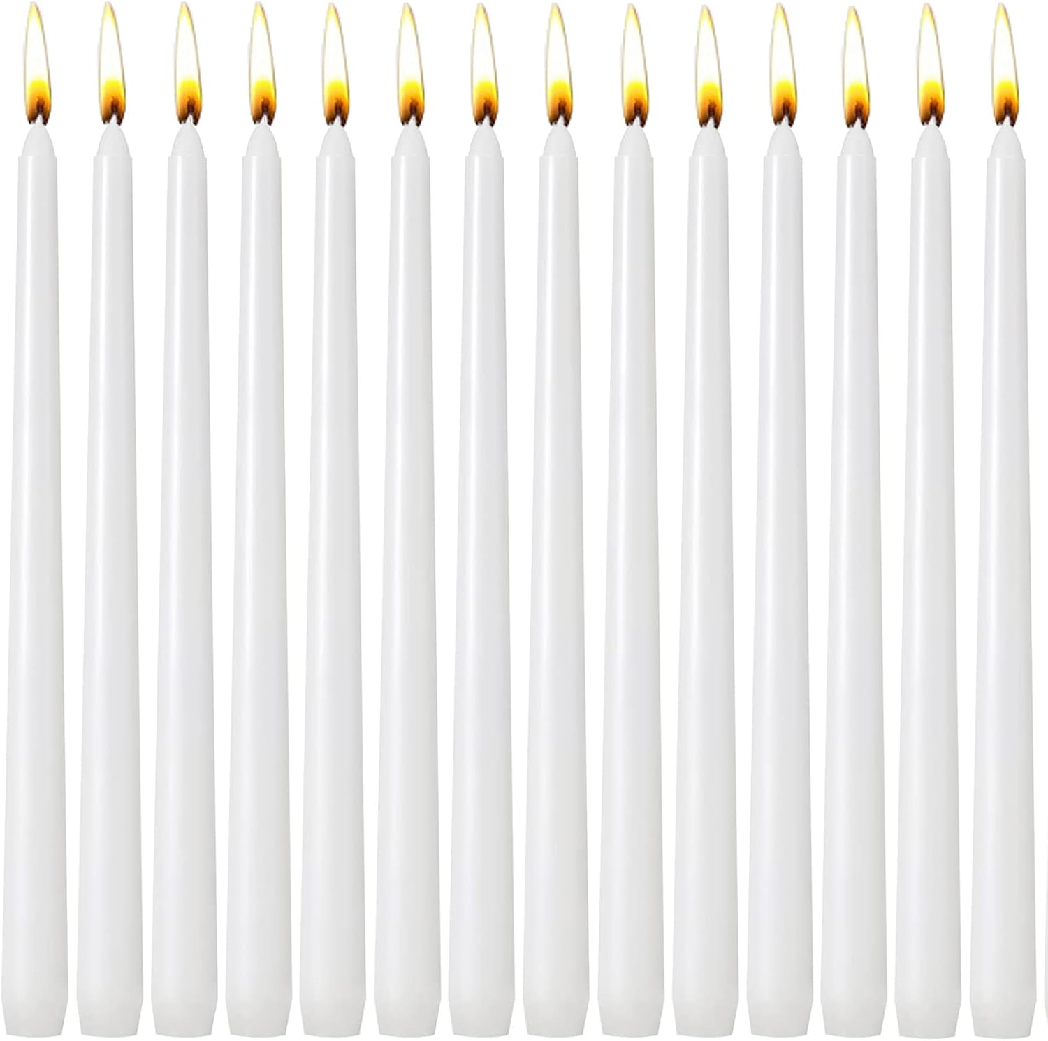14 Pack White Taper Candles, 10 Inch White Dripless, Unscented Dinner Candle, Smokeless Taper Candles, Paraffin Wax with Cotton Wicks, 8 Hours Burn Time