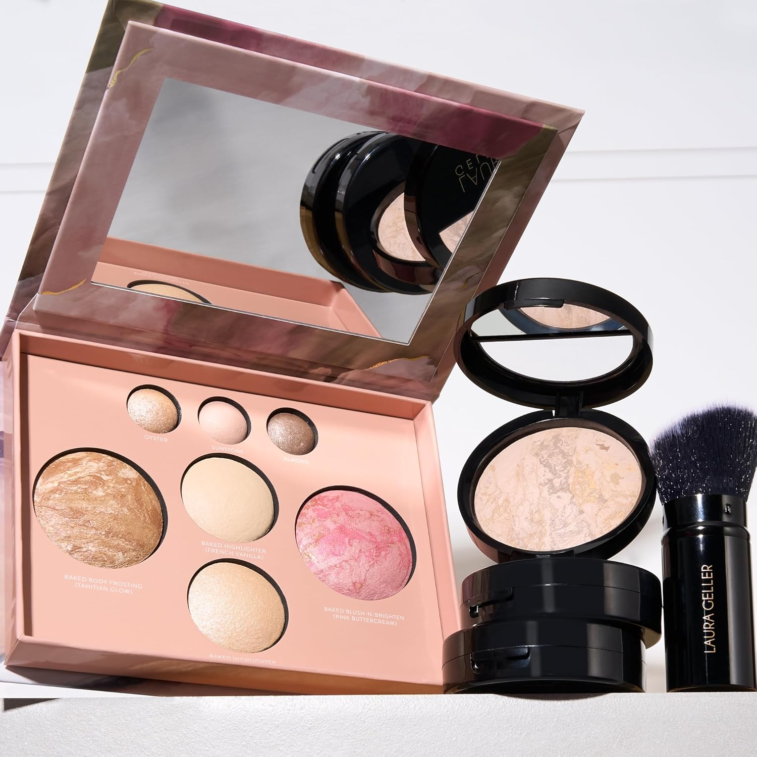 LAURA GELLER NEW YORK Baked Starter Kit: Fair, Best of the Best Full Face Palette + Baked Balance-N-Brighten Powder Foundation + Retractable Angled Kabuki Brush Set image number 5
