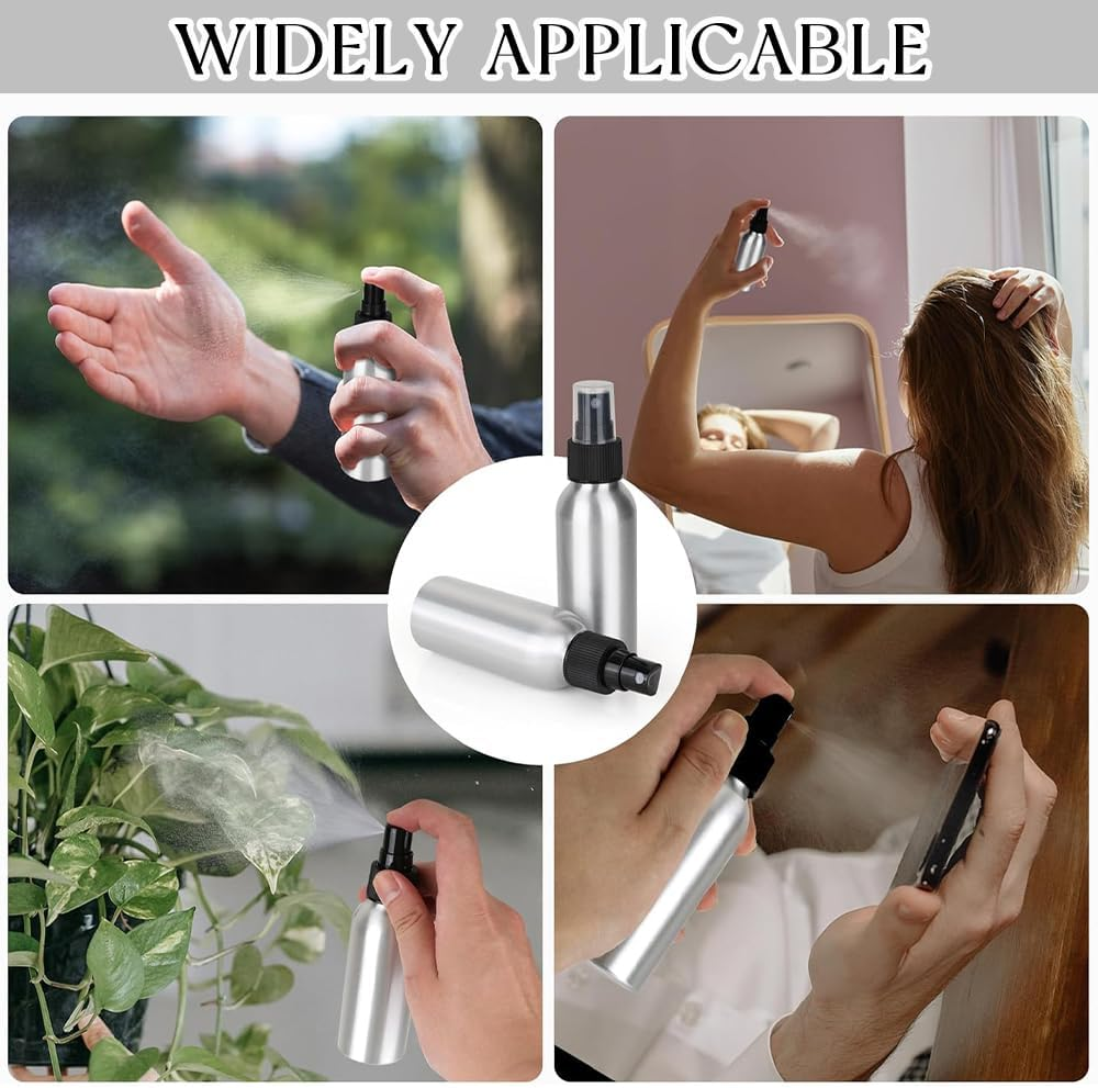 12 Pack Aluminum Fine Mist Spray Bottles,Small Refillable Bottle,Leak Proof Spray Dispenser Bottles,For Travel,Cosmetic,Perfume,Toner, Essential Oil Storage