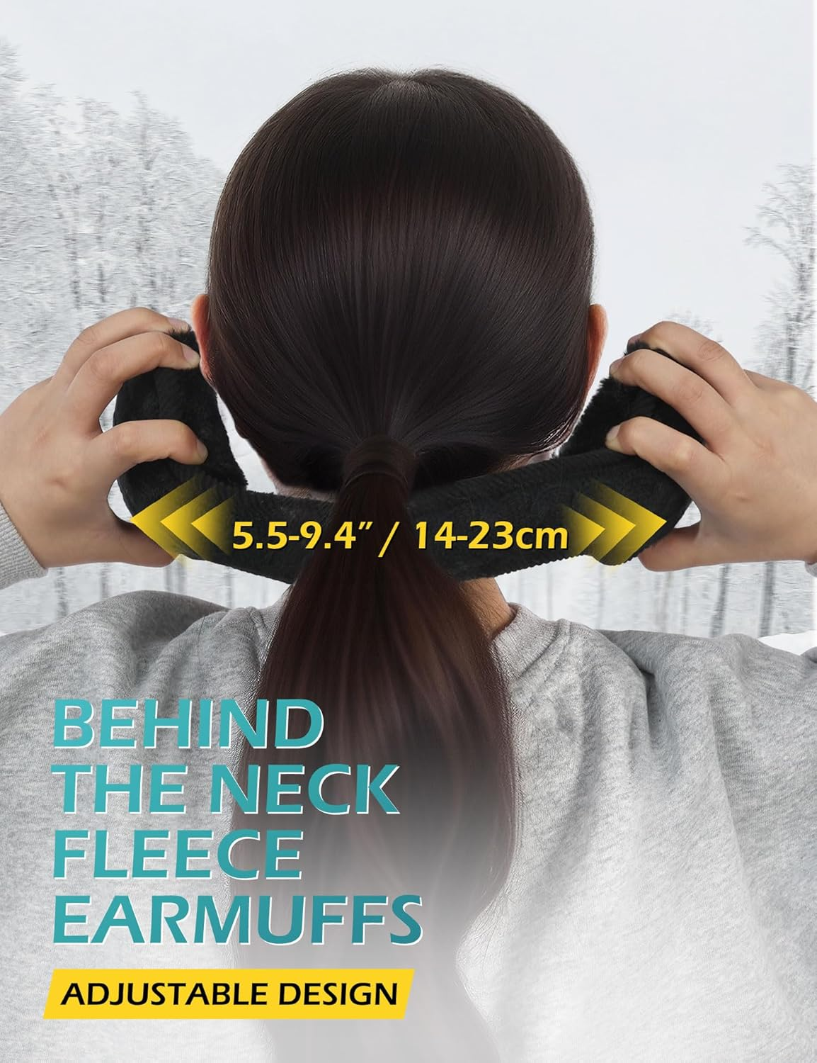 Surblue Unisex Warm Knit Earmuffs Ladies Cashmere Winter Pure Color Outdoor Fur Earwarmer, Adjustable Wrap image number 6