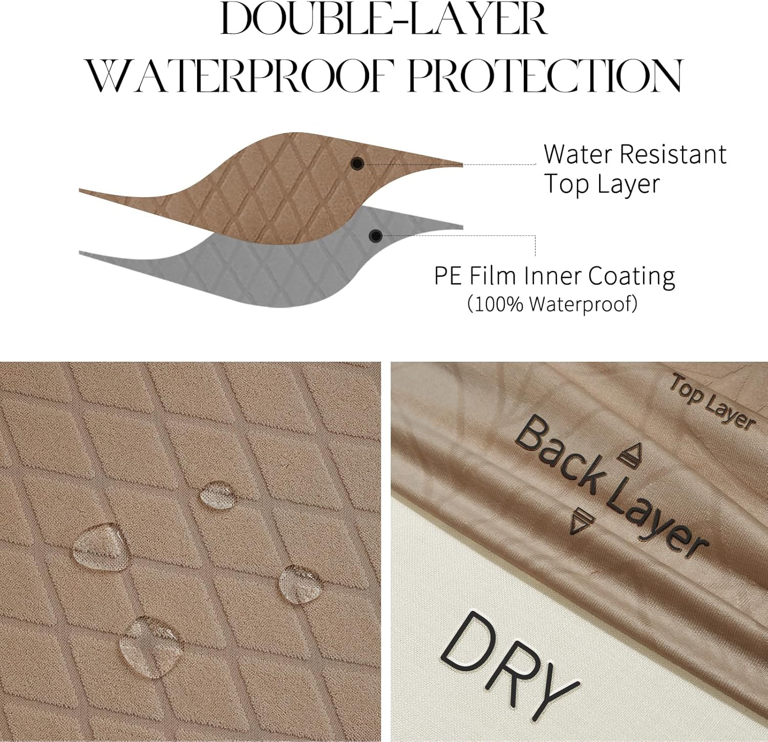 MOSAYT 100% Waterproof Dining Room Chair Covers Set of 4, Super Fit Stretch Jacquard Parson Chairs Slipcovers Removable Washable Chair Seat Protectors for Home, Kitchen, Banquet (Khaki) image number 1