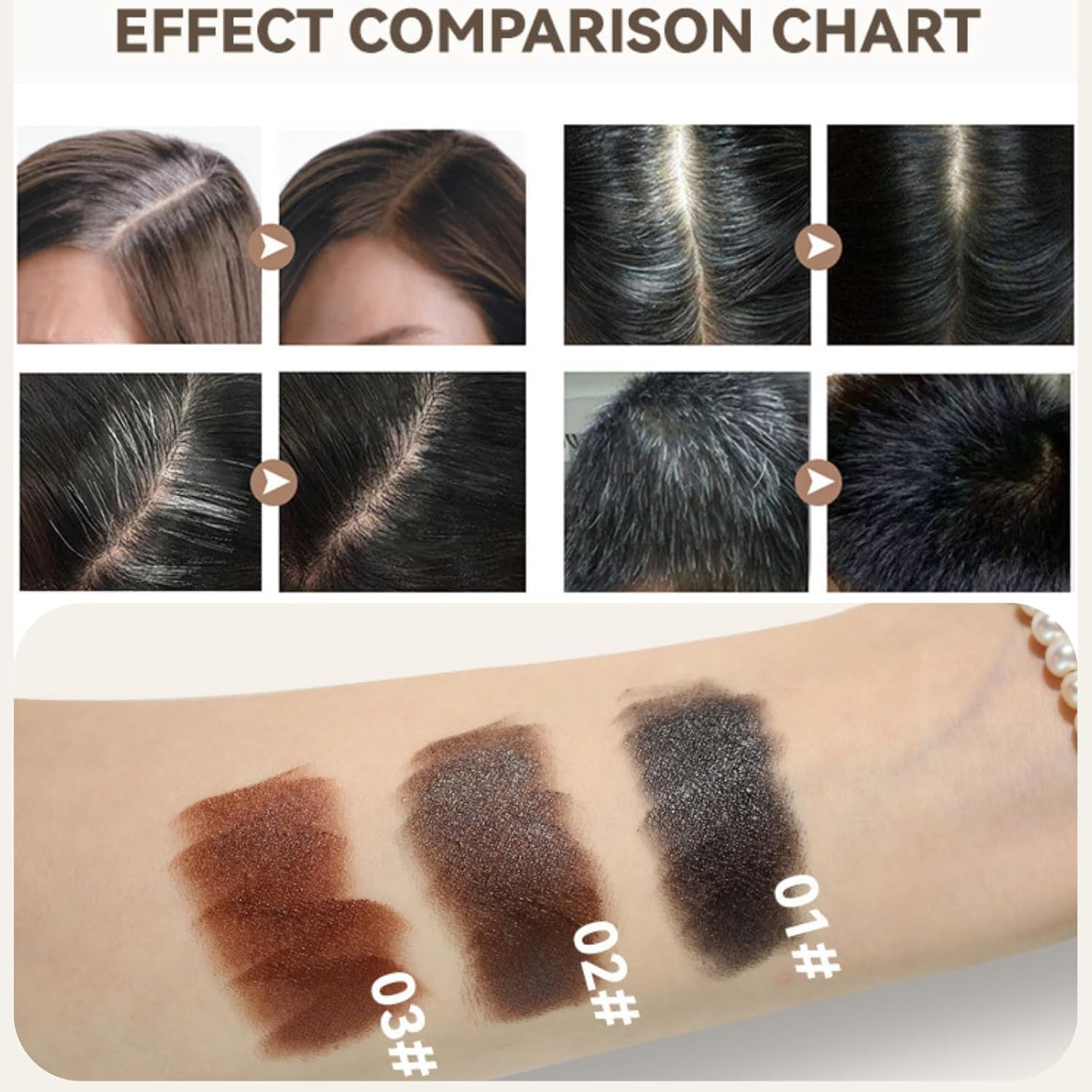 Disposable Hair Dye Pen, Cover Gray Hair Color Touch-Up Stick, Hair Color Pen for Roots, One-Time Hair Dye Instant Gray Root Temporary Coverage (03# Coffee, L) image number 3