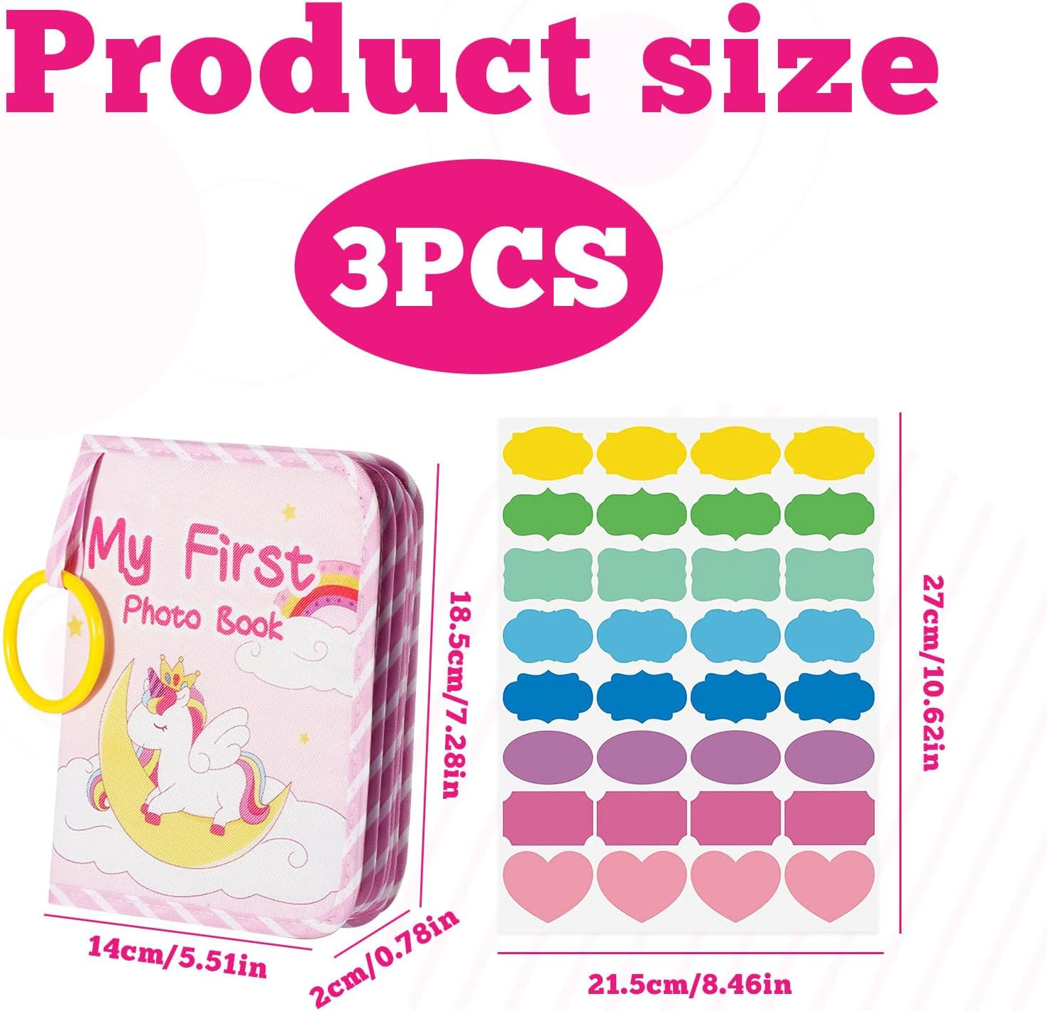 Baby Photo Album 4X6, Baby Memory Book, Soft Cloth Toddler Photo Albums, Holds 17 4X6 Photos, Perfect for Newborn Toddler Memories, Cartoon Toddler Memory Book, First Family Album Scrapbook (Unicorn) image number 4