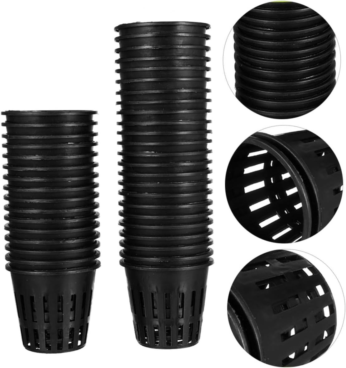 IWOWHERO Hydroponic Net Pots and Plastic Planting Baskets for Aquatic Plants, Black Slotted Mesh Nursery Pots 5.7X5Cm, 100Pcs Suitable for Pond and Water Culture Gardening image number 5