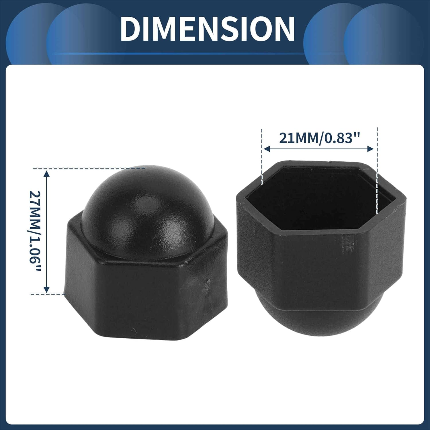 INFINAUTO Wheel Nut Bolt Outer 21 Mm Rims Tyre Nut Screws Dust Cap Cover Nut Protection Plastic Black image number 2