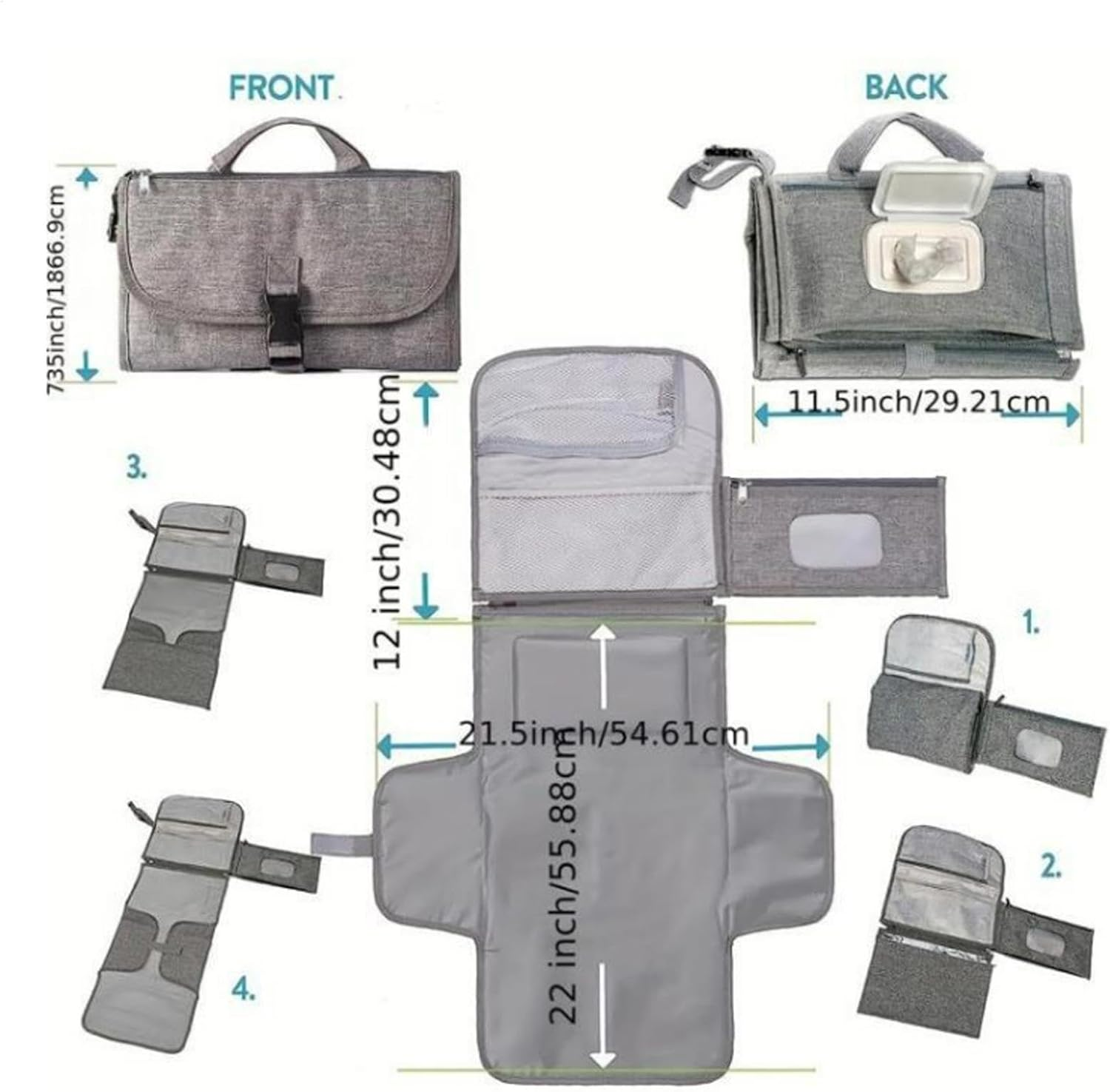 Diaper Change Pad,Foldable Diapering Changing Mat - Reusable Compact Changing Station, Waterproof Changing Pad for Girls and Boys image number 6