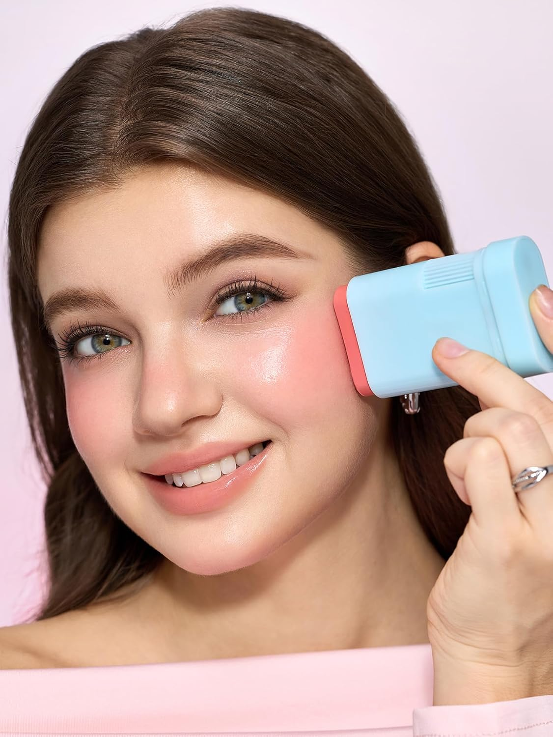 SHEGLAM Glass Glow Blush Stick Cream for Cheek and Lip, Waterproof Hydrating Tinted Solid Moisturizer Blendable Natural Grow Nude Face Blush Makeup-Stunner image number 3